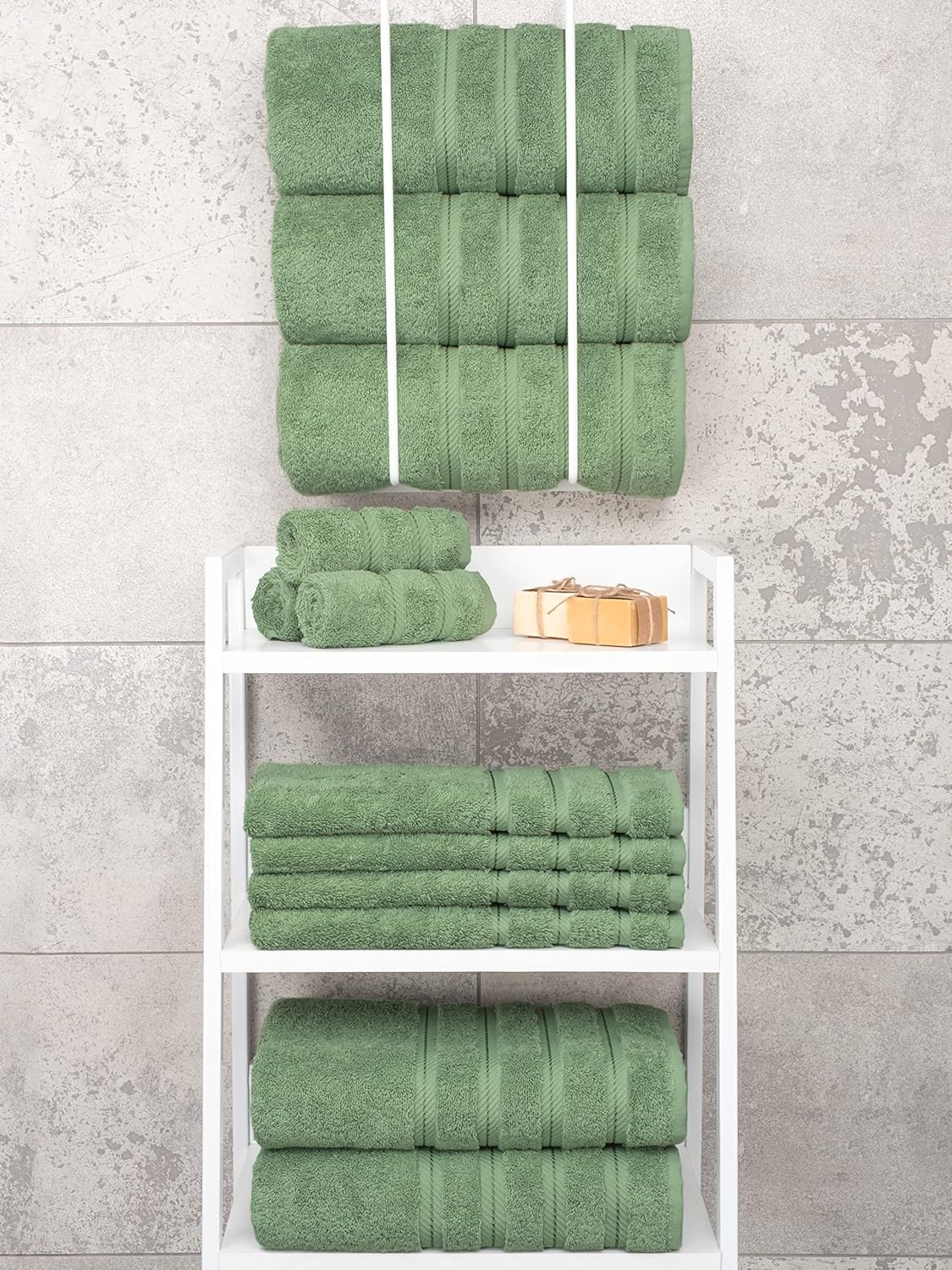 American Soft Linen Luxury 6 Piece Towel Set, 2 Bath Towels 2 Hand Towels 2 Washcloths, 100% Cotton Turkish Towels for Bathroom, Light Grey Towel Sets