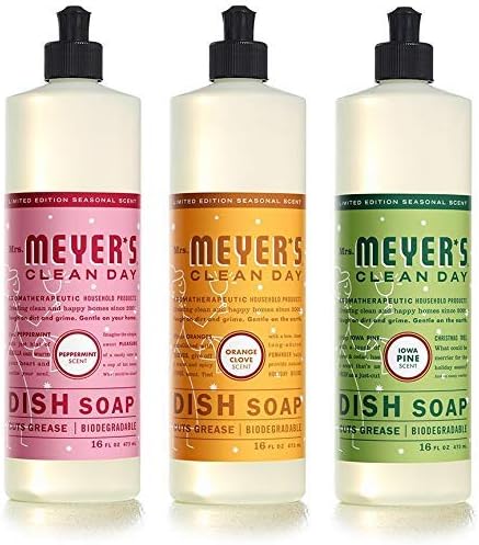 MRS. MEYER'S CLEAN DAY Liquid Dish Soap, Biodegradable Formula, Basil, 16 fl. oz - Pack of 3