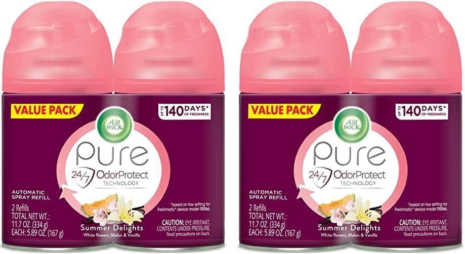 Air Wick Automatic Air Freshener Spray Refill, 2ct, Fresh Waters, Odor Neutralization, Essential Oils