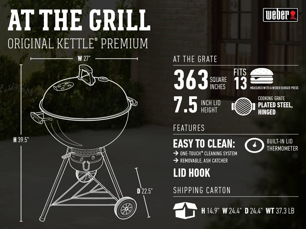 Weber Original Kettle Premium Charcoal Grill, 22-Inch, Black