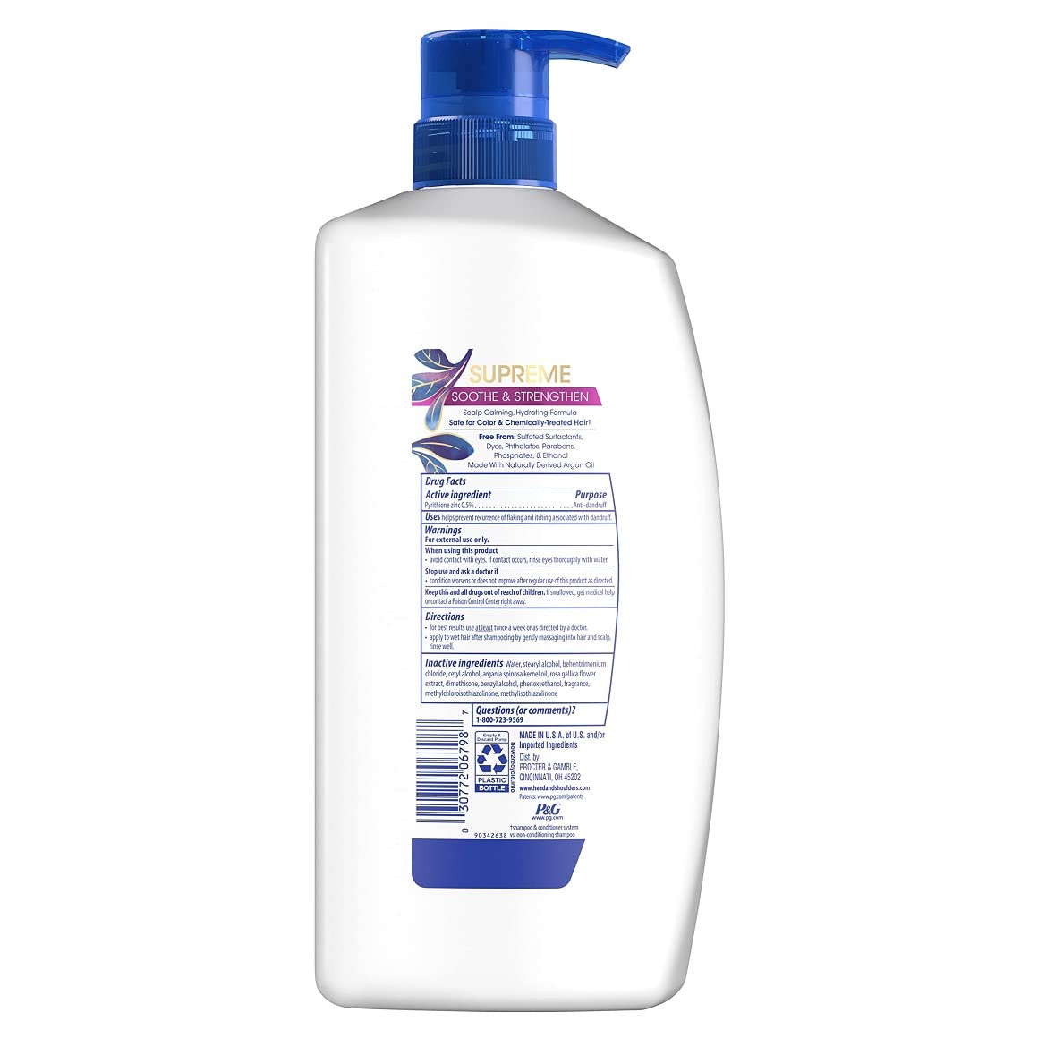 Head & Shoulders Supreme Sulfate Free Shampoo and Conditioner Set for Dry Scalp and Dandruff Treatment, Soothe and Strengthen with Argan Oil and Rose Essence, 21.2 Fl Oz