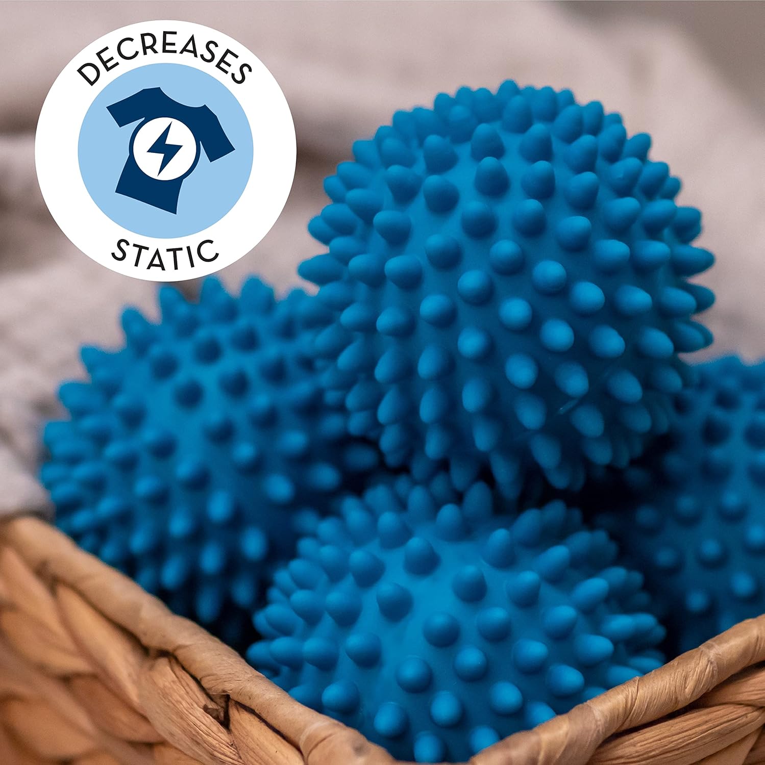 S&T INC. Reusable Dryer Balls, Fabric Softener for Laundry, Blue, 2.5 in, 6 Pack