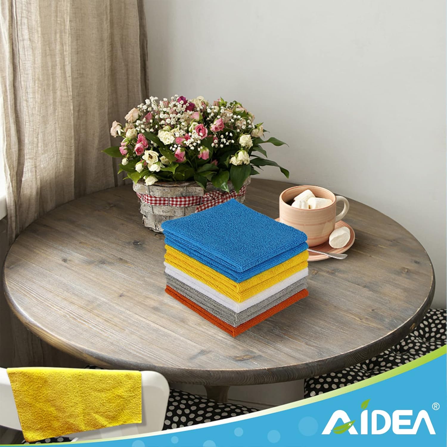 AIDEA Microfiber Cleaning Cloths-8PK, All-Purpose Cleaning Towels, Soft Absorbent Cleaning Rags Kitchen Towels, Lint-Free Dusting Cloth for House, Kitchen, Car, Window-(12in.x 12in.)