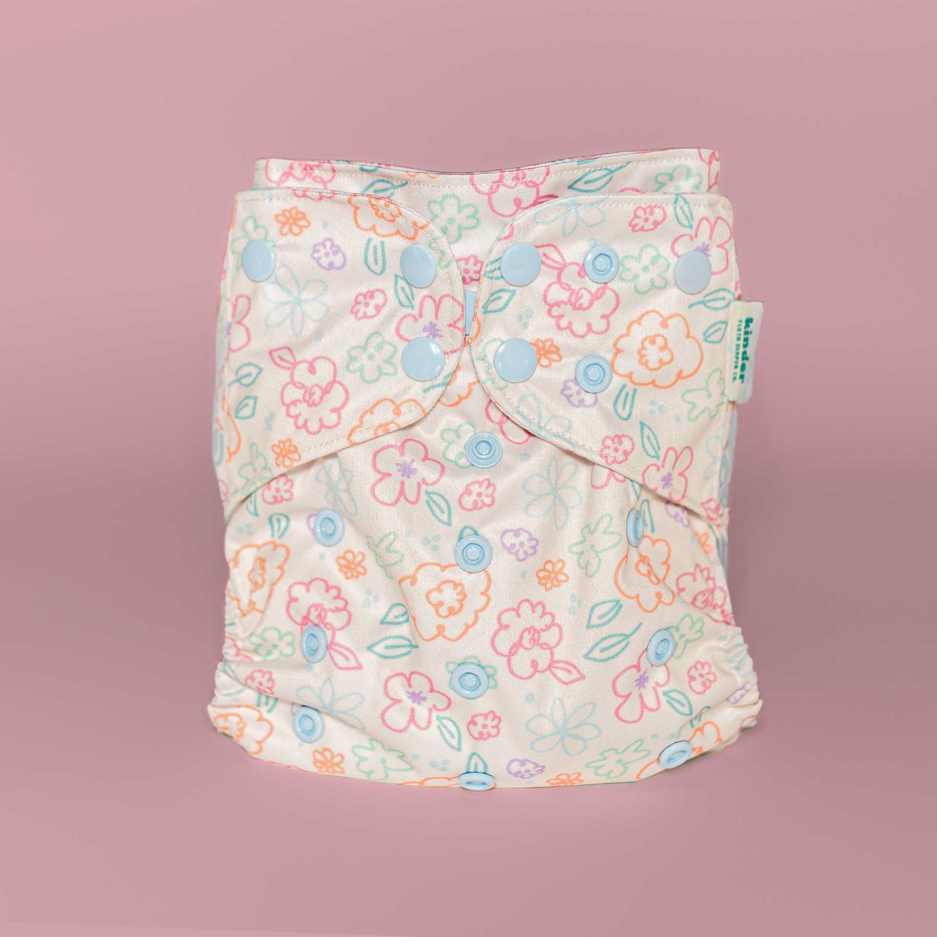 Kinder Cloth Diaper Co. Patterned Basics Pocket Cloth Diaper with Athletic Wicking Jersey