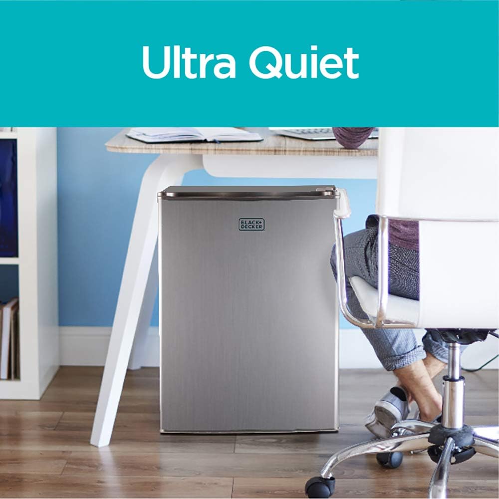 BLACK+DECKER BCRK17B Compact Refrigerator Energy Star Single Door Mini Fridge with Freezer, 1.7 Cubic Feet, Black