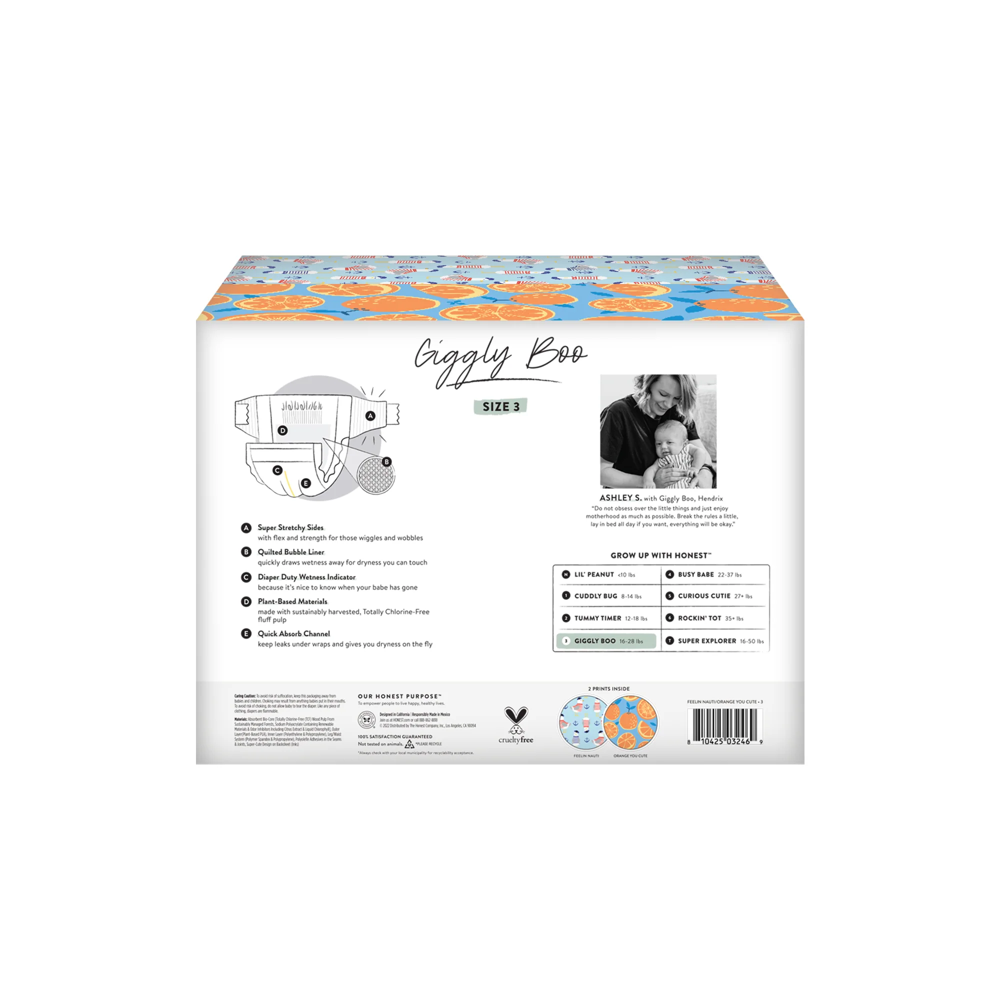 The Honest Company Club Box Size 3 68Ct Feeling Nauti' Orange You Cute