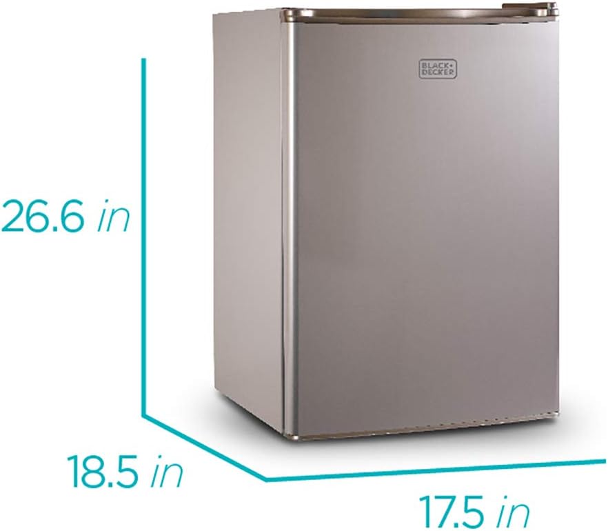 BLACK+DECKER BCRK17B Compact Refrigerator Energy Star Single Door Mini Fridge with Freezer, 1.7 Cubic Feet, Black
