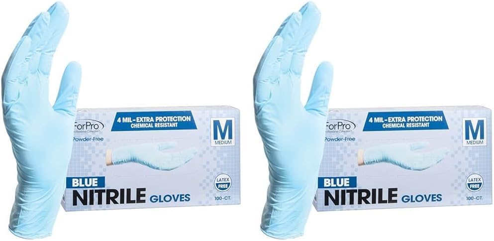 ForPro Professional Collection Disposable Nitrile Gloves, Chemical Resistant, Powder-Free, Latex-Free, Non-Sterile, Food Safe, 4 Mil, Black, Large, 100-Count
