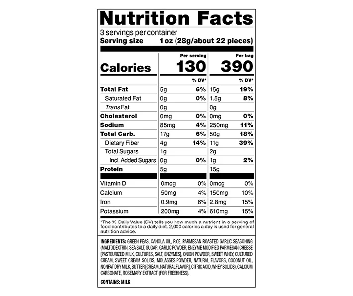 Roasted Garlic Parmesan Green Pea Crisps, 3.0 Oz.