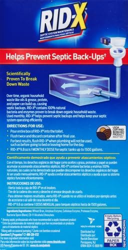 RID-X Septic Treatment, Septic Tank Treatment, 1 Month Supply Of Powder, 9.8 oz