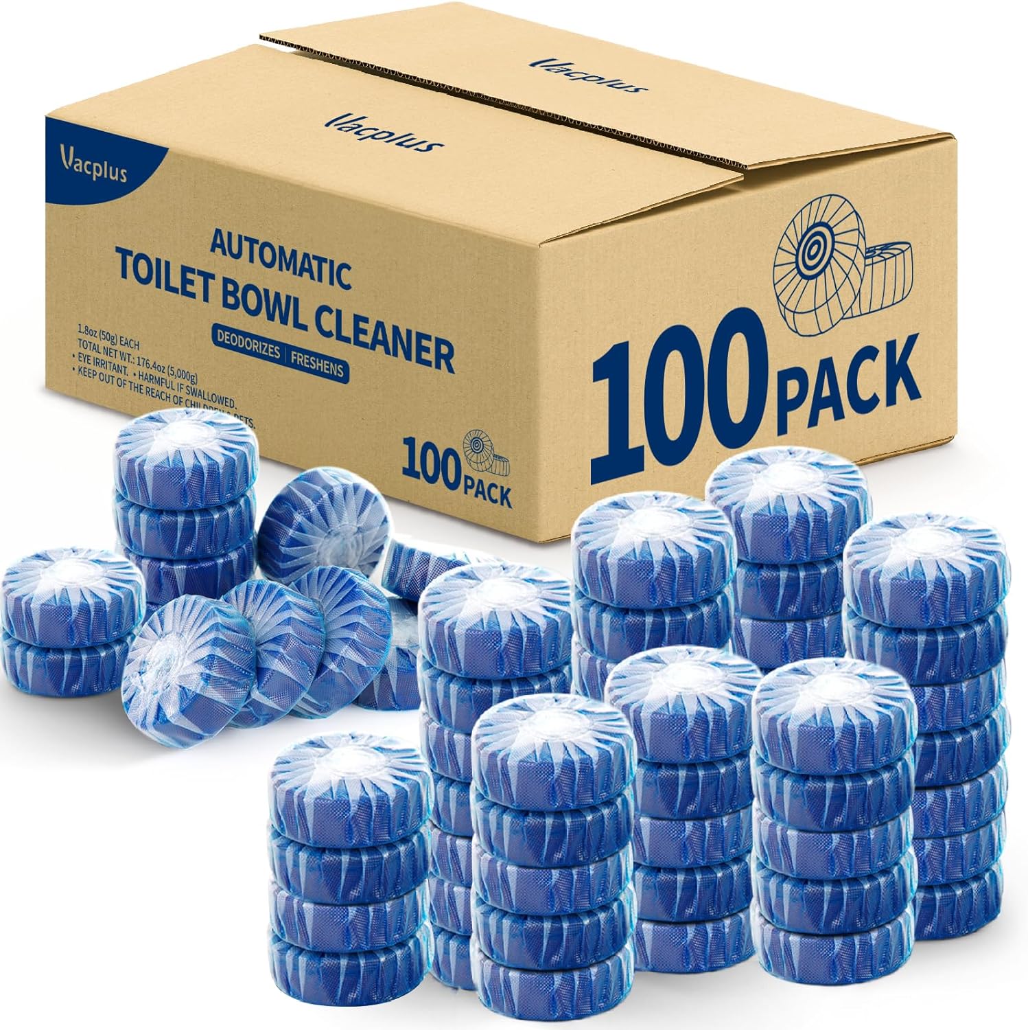 Vacplus Automatic Toilet Bowl Cleaner Tablets, Bathroom Toilet Tank Cleaner (12 PACK), VA-T165