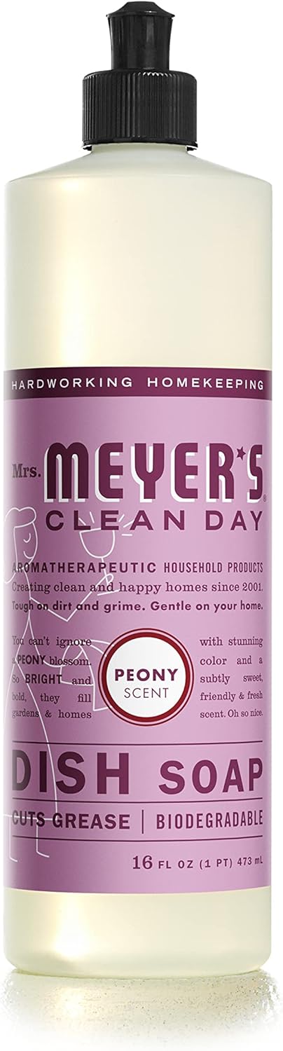 MRS. MEYER'S CLEAN DAY Liquid Dish Soap, Biodegradable Formula, Basil, 16 fl. oz - Pack of 3