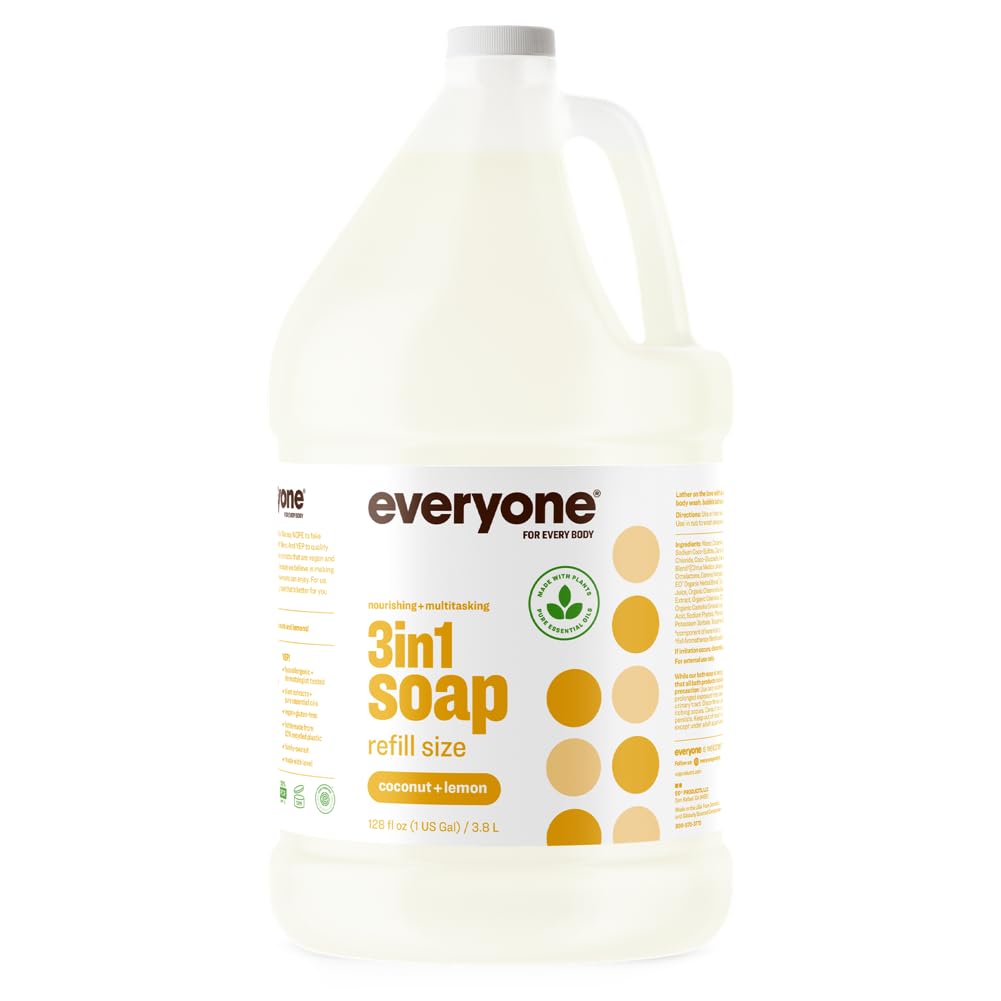 Everyone 3-in-1 Soap, Body Wash, Bubble Bath, Shampoo, 32 Ounce (Pack of 2), Lavender and Aloe, Coconut Cleanser with Organic Plant Extracts and Pure Essential Oils (Packaging May Vary)
