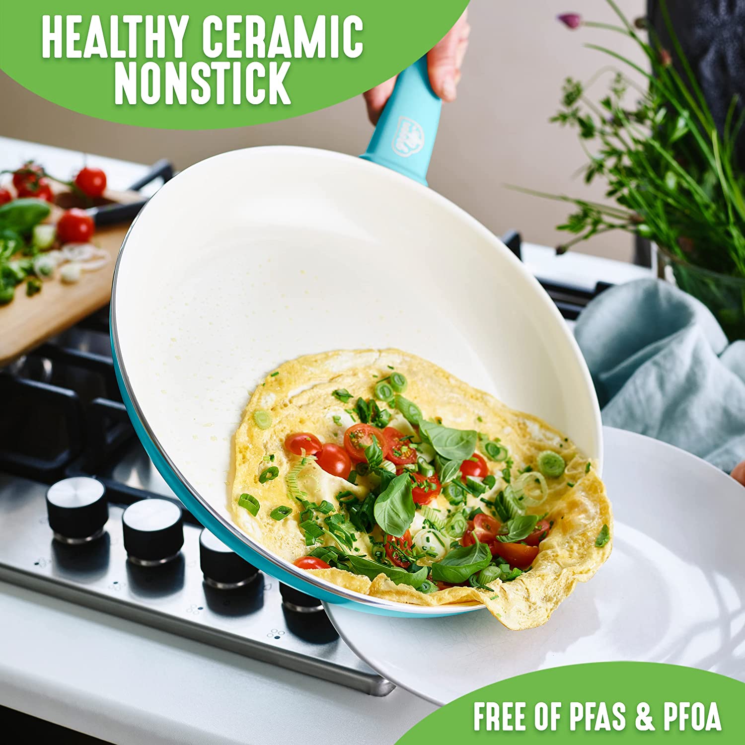 Ceramic non-stick 12-piece pan set