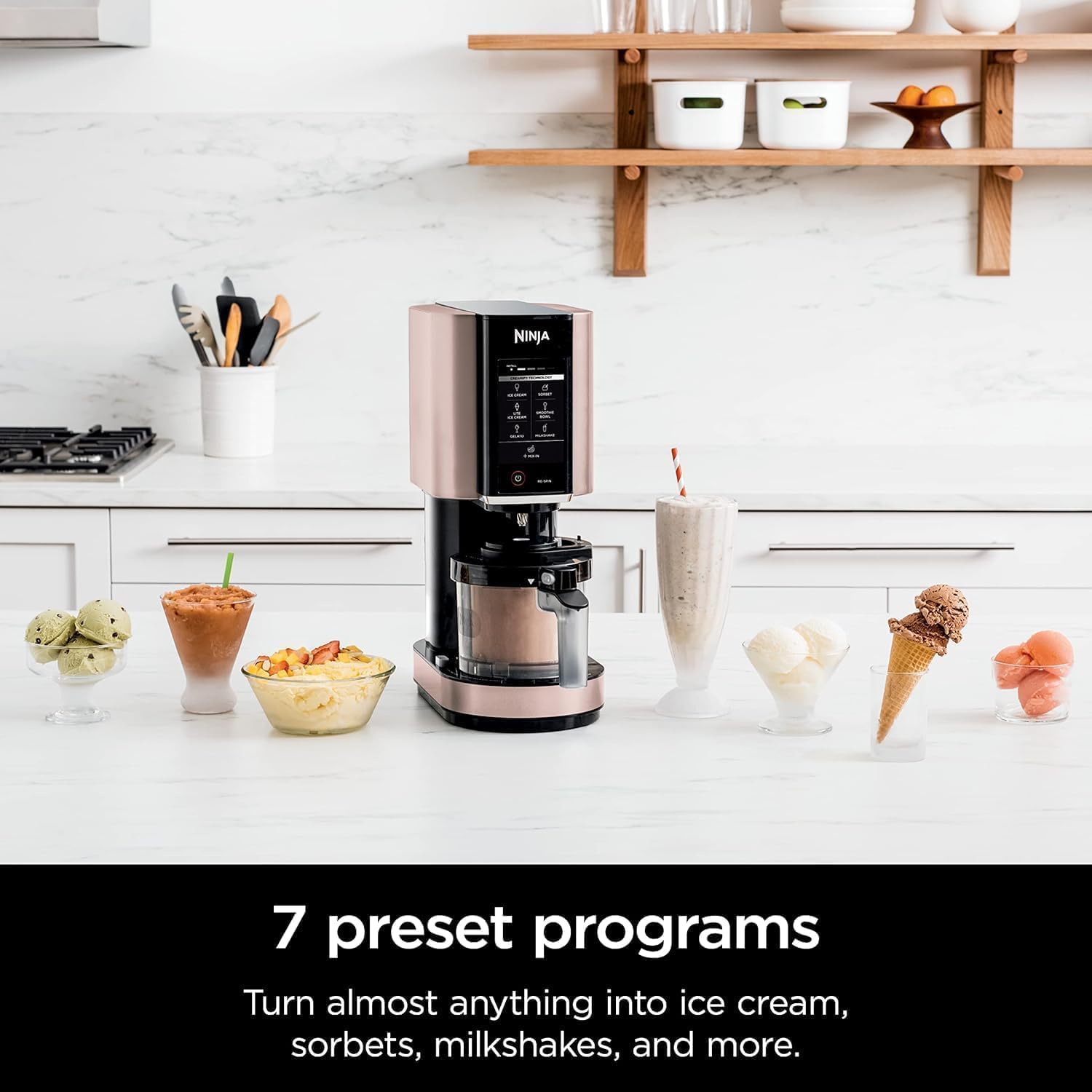 SharkNinja NC301 CREAMi 7-In-1 Ice Cream Maker with 7 Custom Frozen Treat Modes and Easy 3-Step Treat Preparation (Cloud Silver, Renewed)