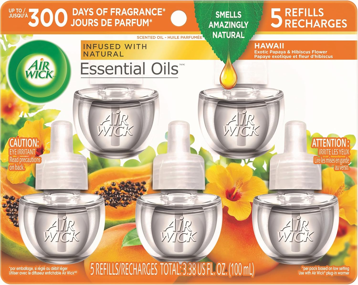 Air Wick Plug in Scented Oil Refill, 5ct, Fresh Linen, Essential Oils, Air Freshener