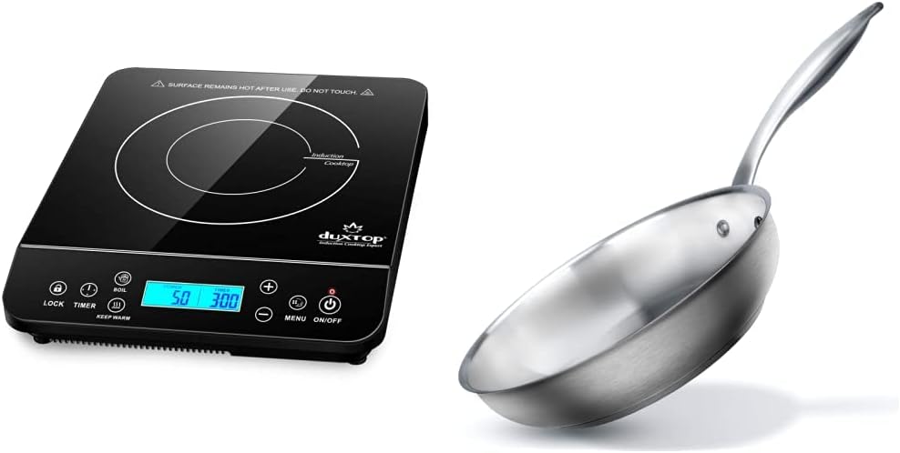 Duxtop Portable Induction Cooktop, Countertop Burner Induction Hot Plate with LCD Sensor Touch 1800 Watts, Silver 9600LS/BT-200DZ
