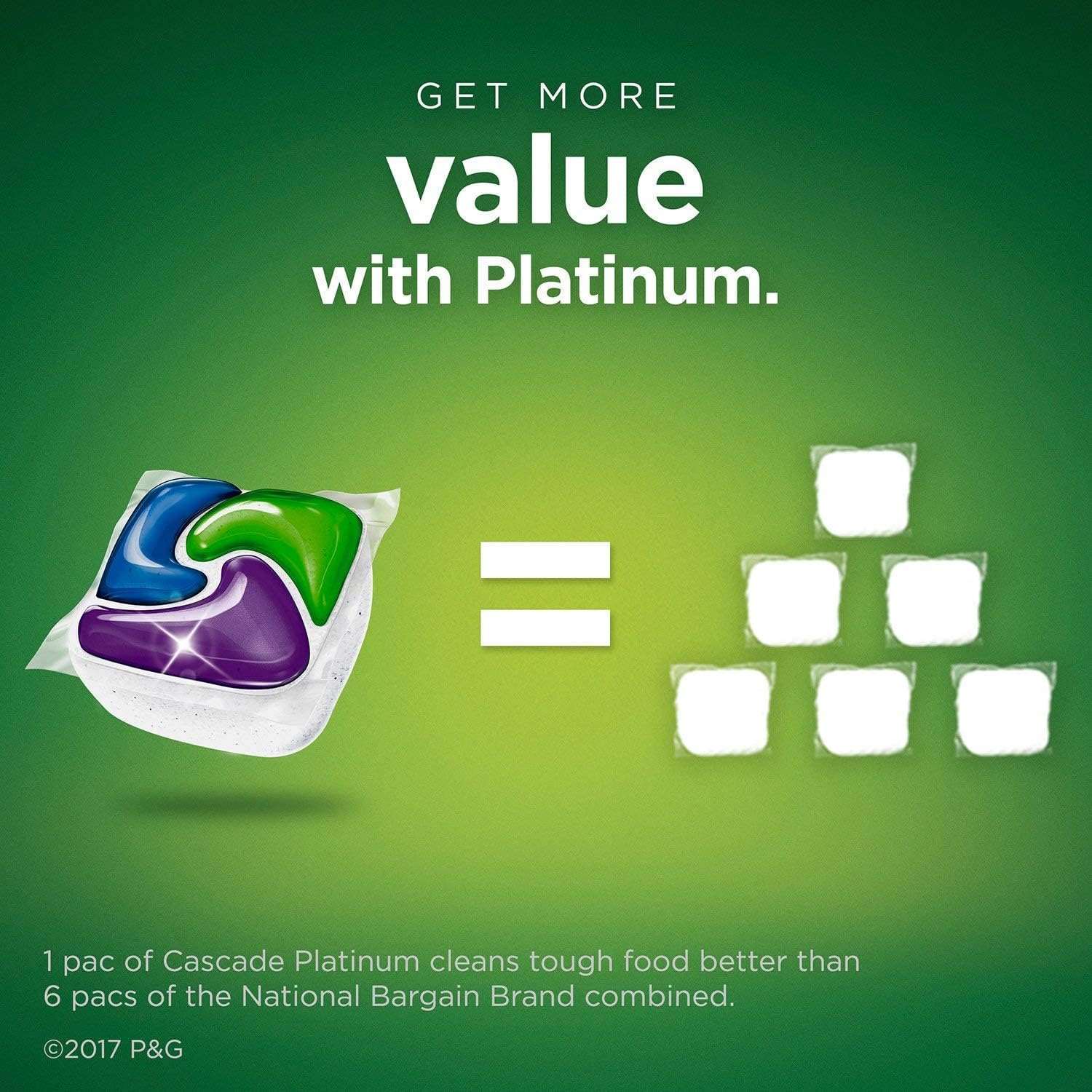 Cascade Platinum Dishwasher Pods, Detergent, Soap Pods, Actionpacs with Dishwasher Cleaner and Deodorizer Action, Fresh, 62 Count