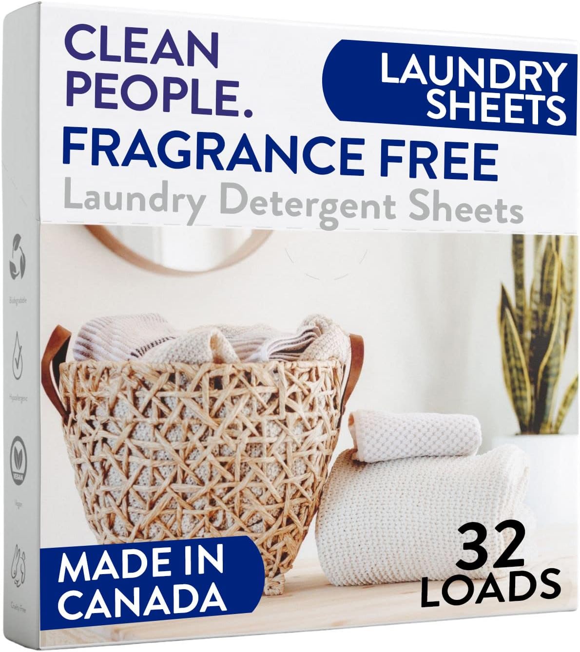 The Clean People Laundry Detergent Sheets - Hypoallergenic Laundry Soap - Ultra Concentrated, Recyclable Packaging, Stain Fighting - Fresh Scent, 32 Pack