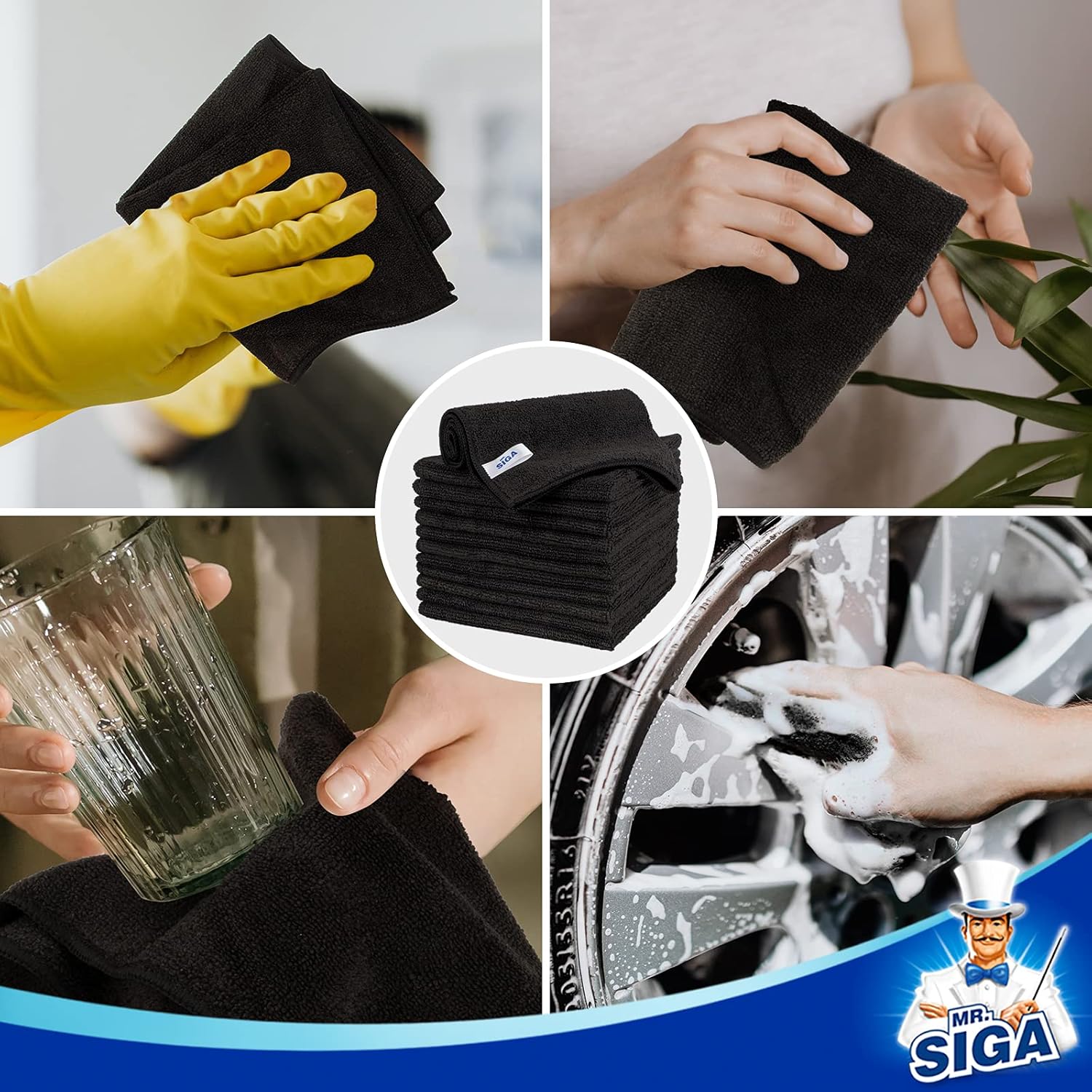 MR.SIGA Microfiber Cleaning Cloth,Pack of 12,Size:12.6