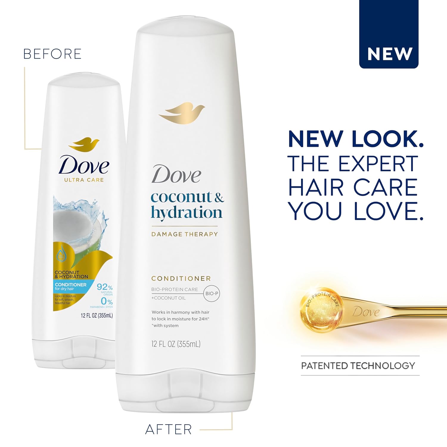 Dove Ultra Care Coconut & Hydration Conditioner for Dry Hair with Jojoba and Sweet Almond Oils, 25.4 oz