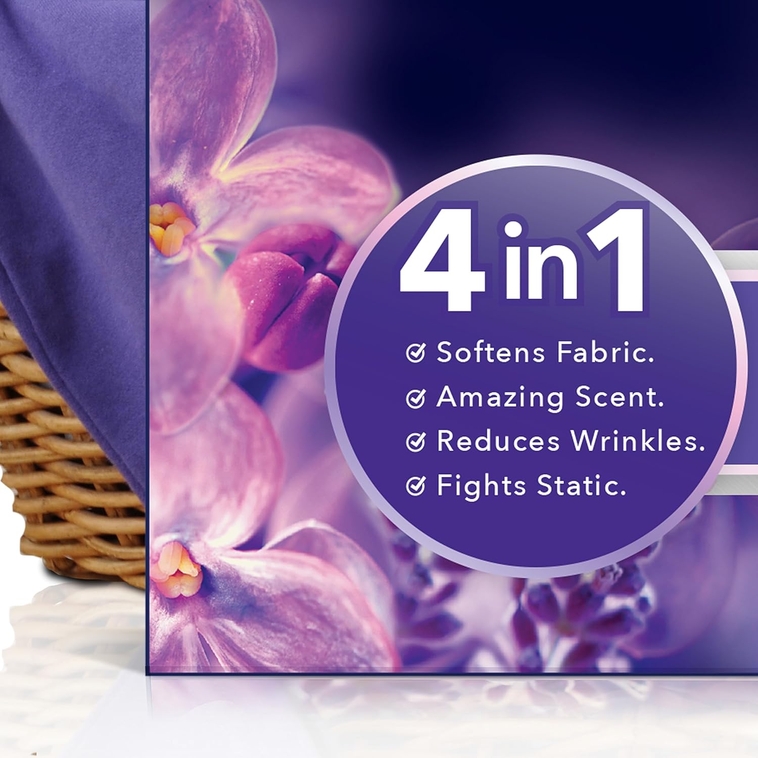 Downy Infusions Mega Dryer Sheets, Laundry Fabric Softener, CALM, Lavender and Vanilla Bean, 180 Count (3 box of 60 sheets)