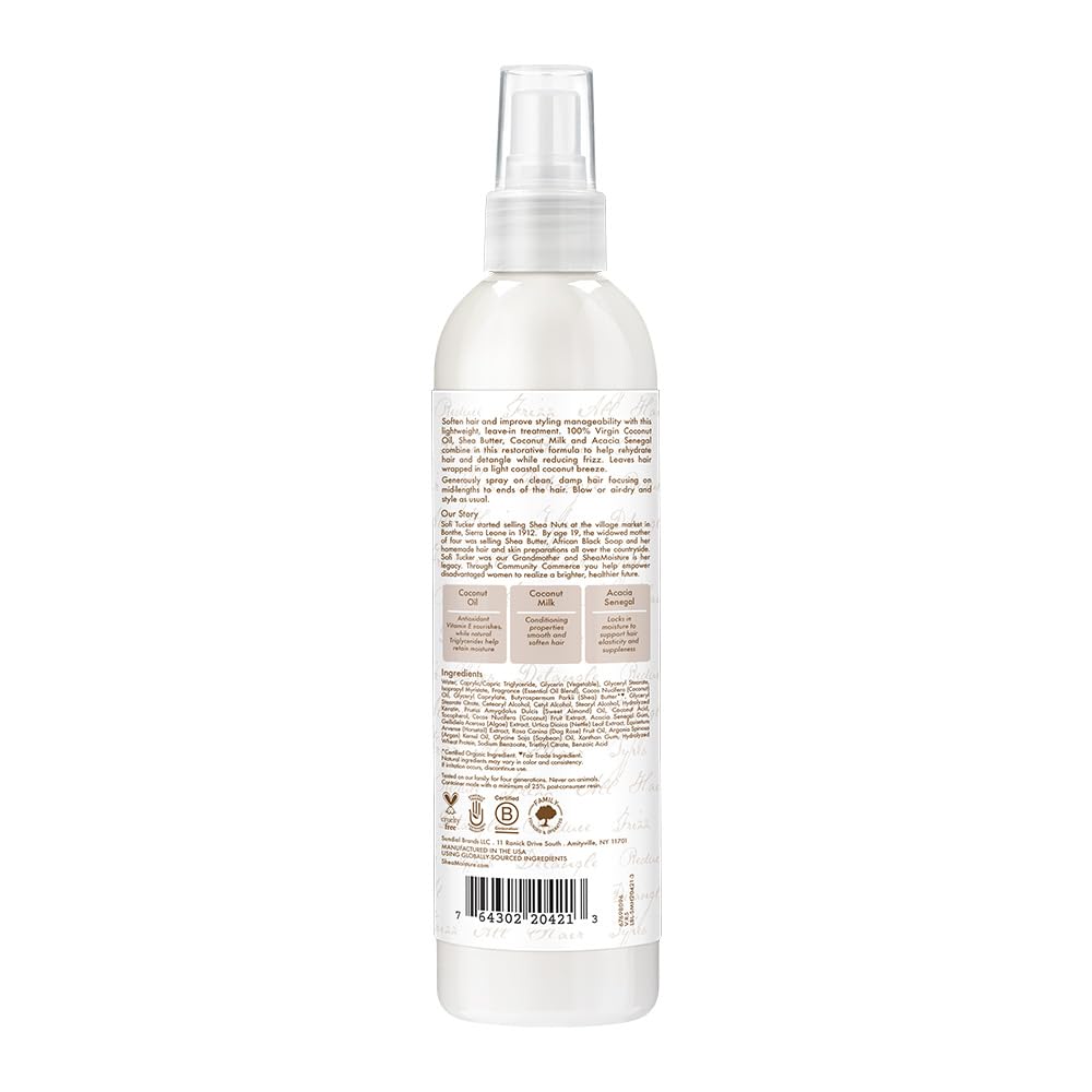 SheaMoisture Leave-in Conditioner Treatment for All Hair Types 100% Extra Virgin Coconut Oil Silicone Free 8 oz