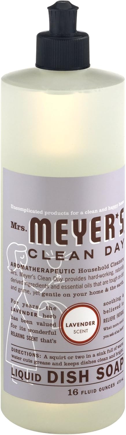 MRS. MEYER'S CLEAN DAY Liquid Dish Soap, Biodegradable Formula, Basil, 16 fl. oz - Pack of 3