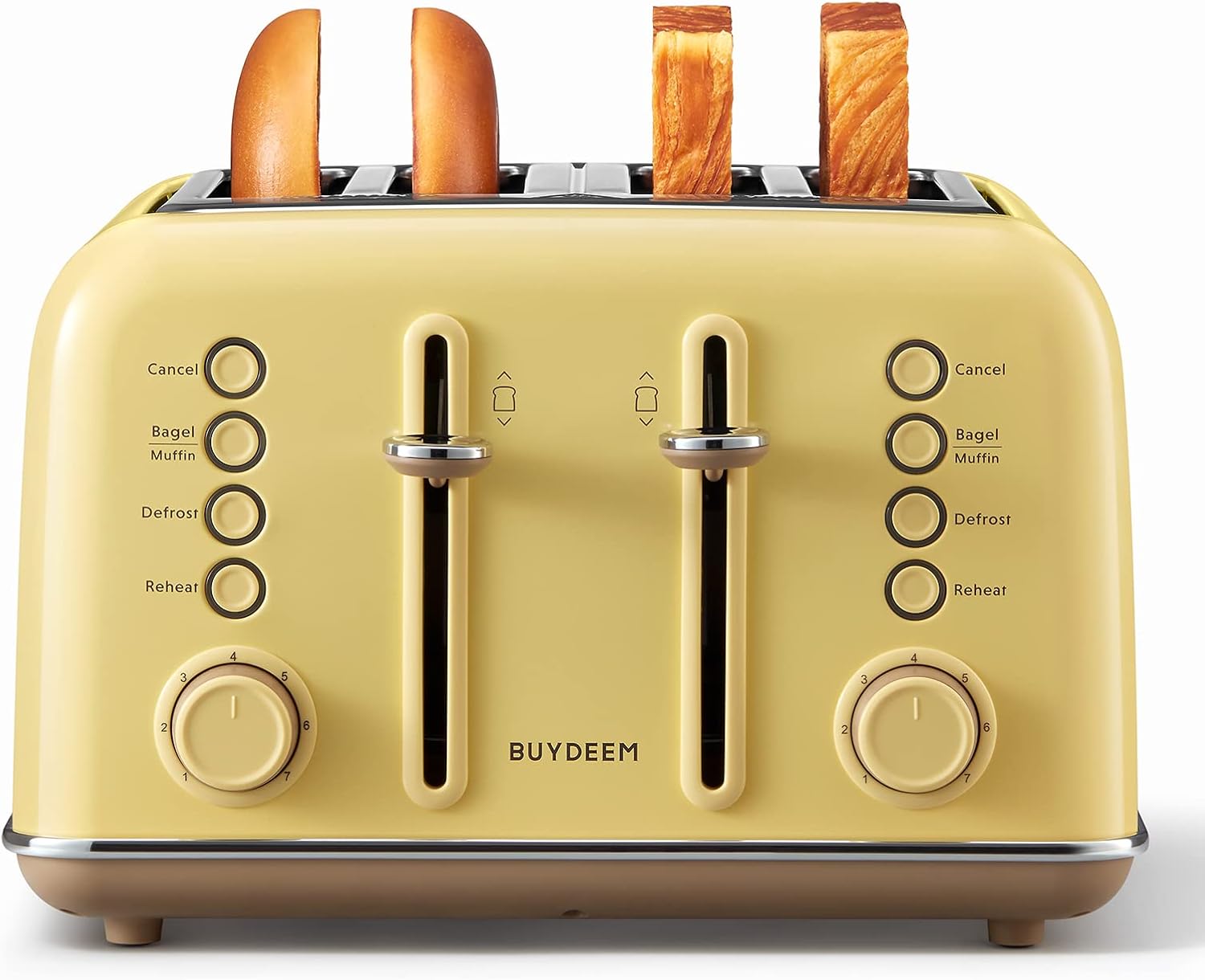 BUYDEEM DT620 2-Slice Toaster, Extra Wide Slots, Retro Stainless Steel with High Lift Lever, Bagel and Muffin Function, Removal Crumb Tray, 7-Shade Settings,Stainless Steel