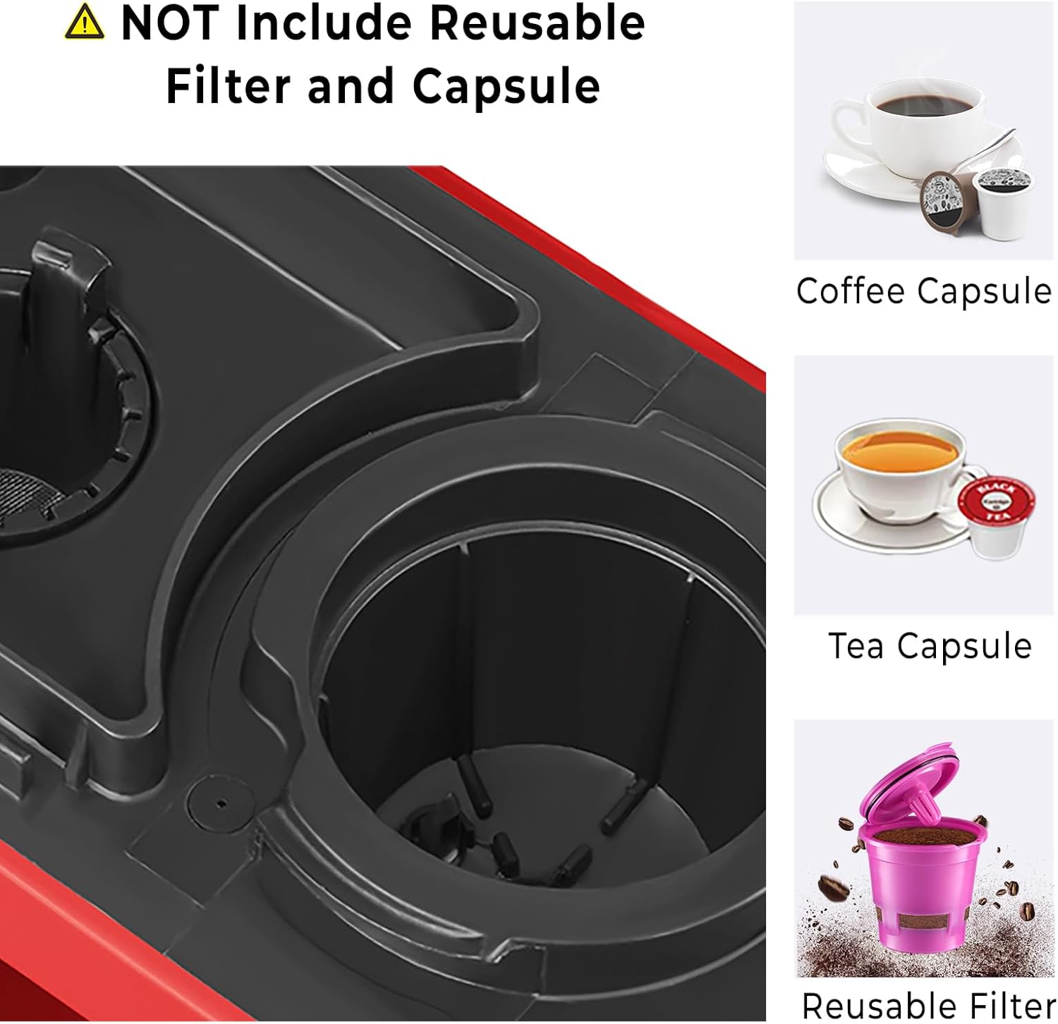 CHULUX Single Serve Coffee Maker for K Capsule and Ground Coffee, Single Cup Coffee Machine, Black