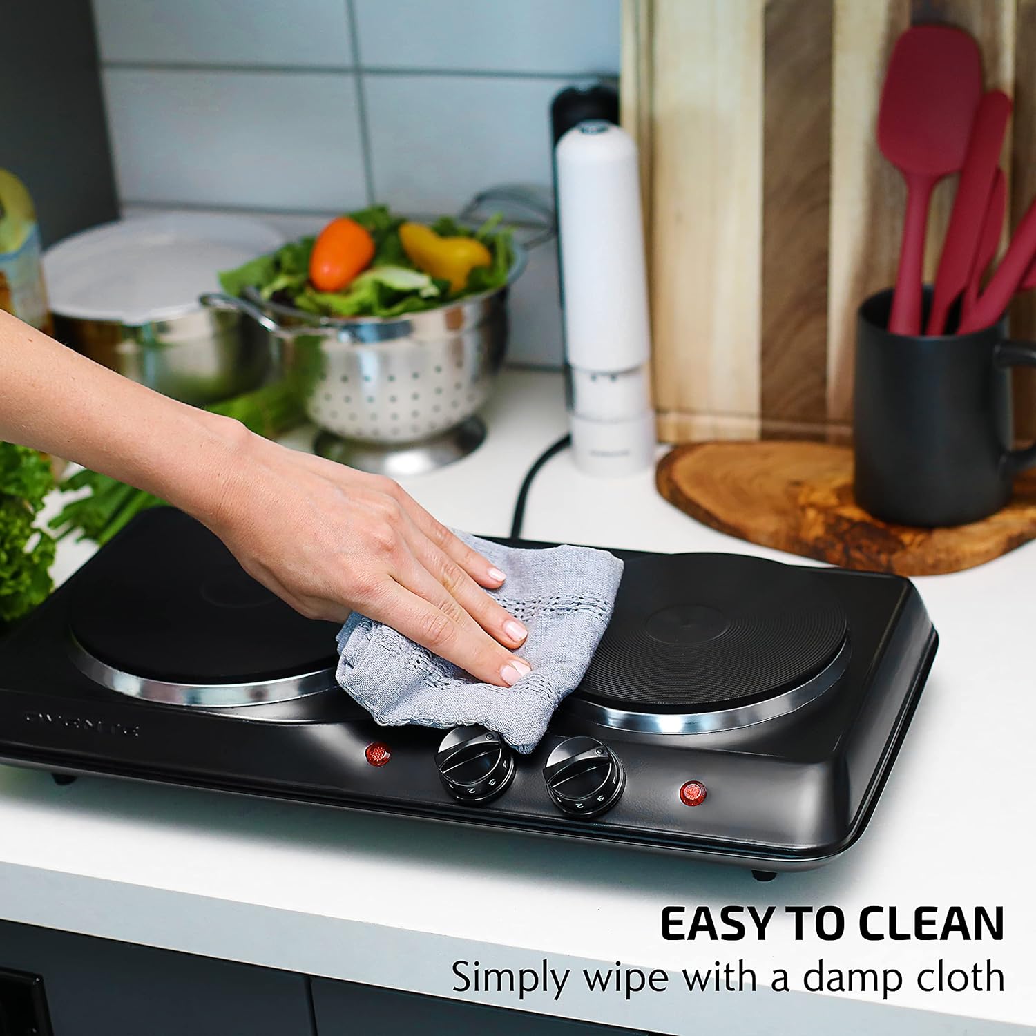 OVENTE Electric Countertop Double Burner, 1700W Cooktop with 7.25