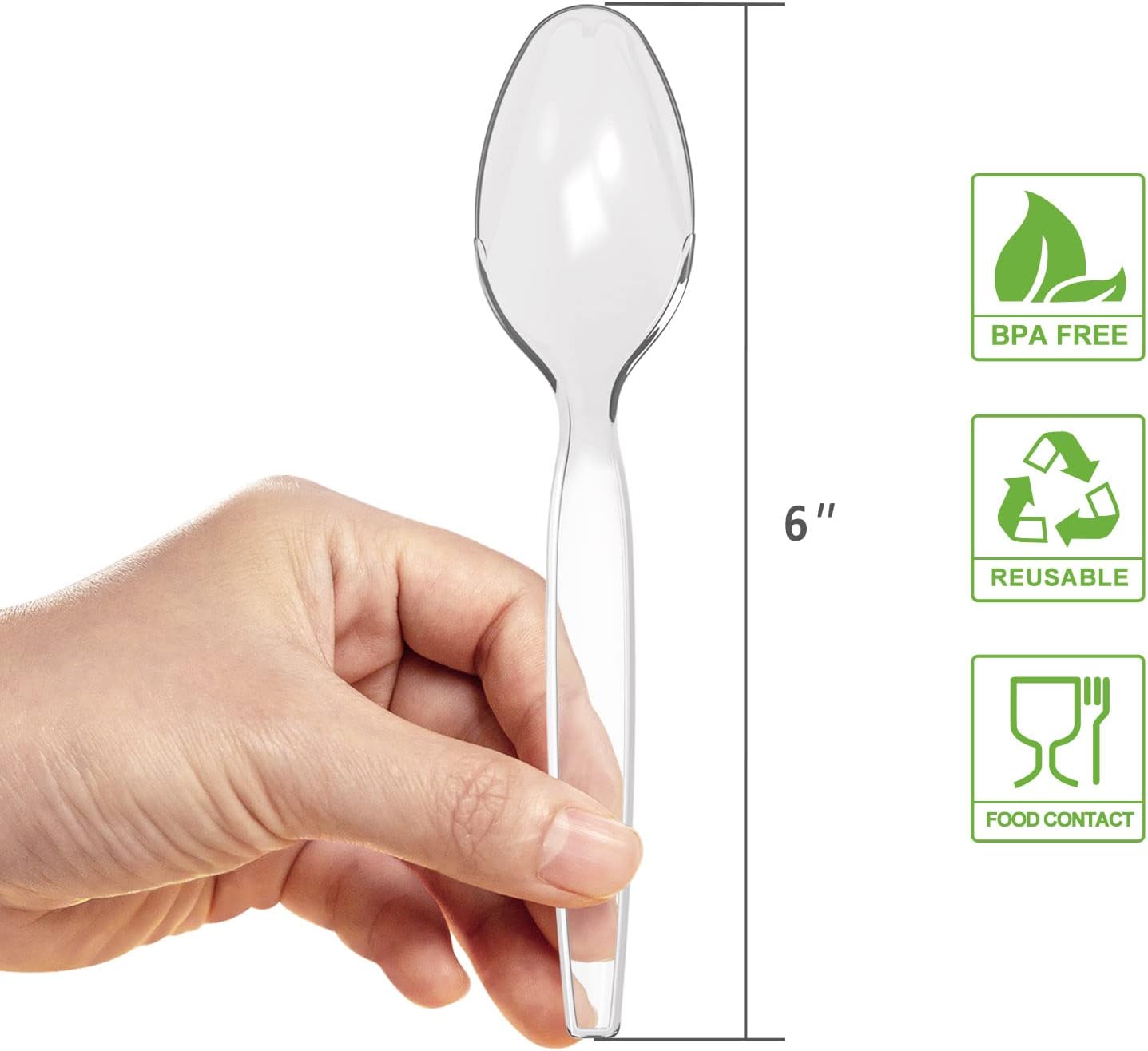 POSATE Heavyweight Plastic Spoons, Clear, 100 Count