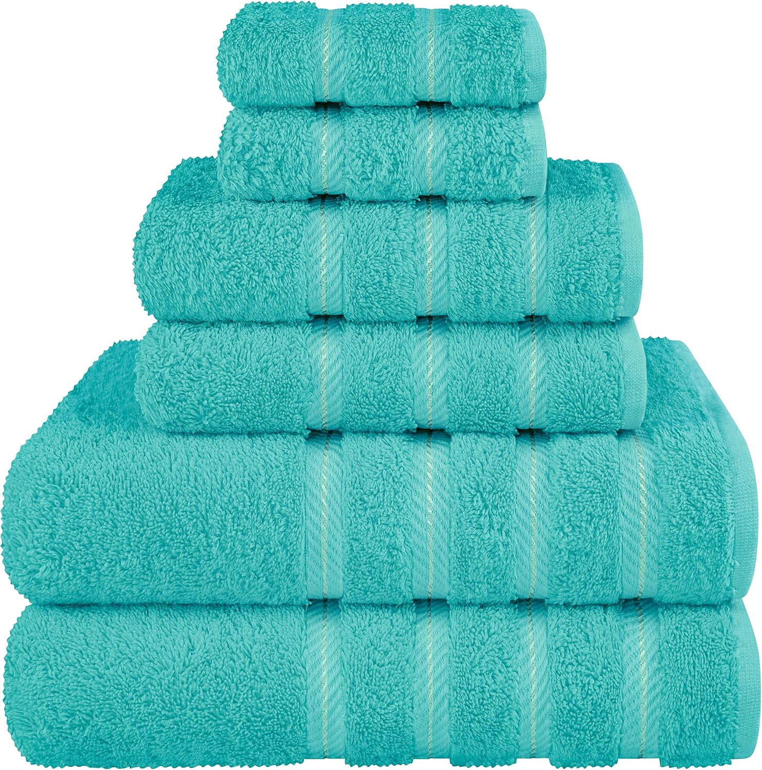American Soft Linen Luxury 6 Piece Towel Set, 2 Bath Towels 2 Hand Towels 2 Washcloths, 100% Cotton Turkish Towels for Bathroom, Light Grey Towel Sets
