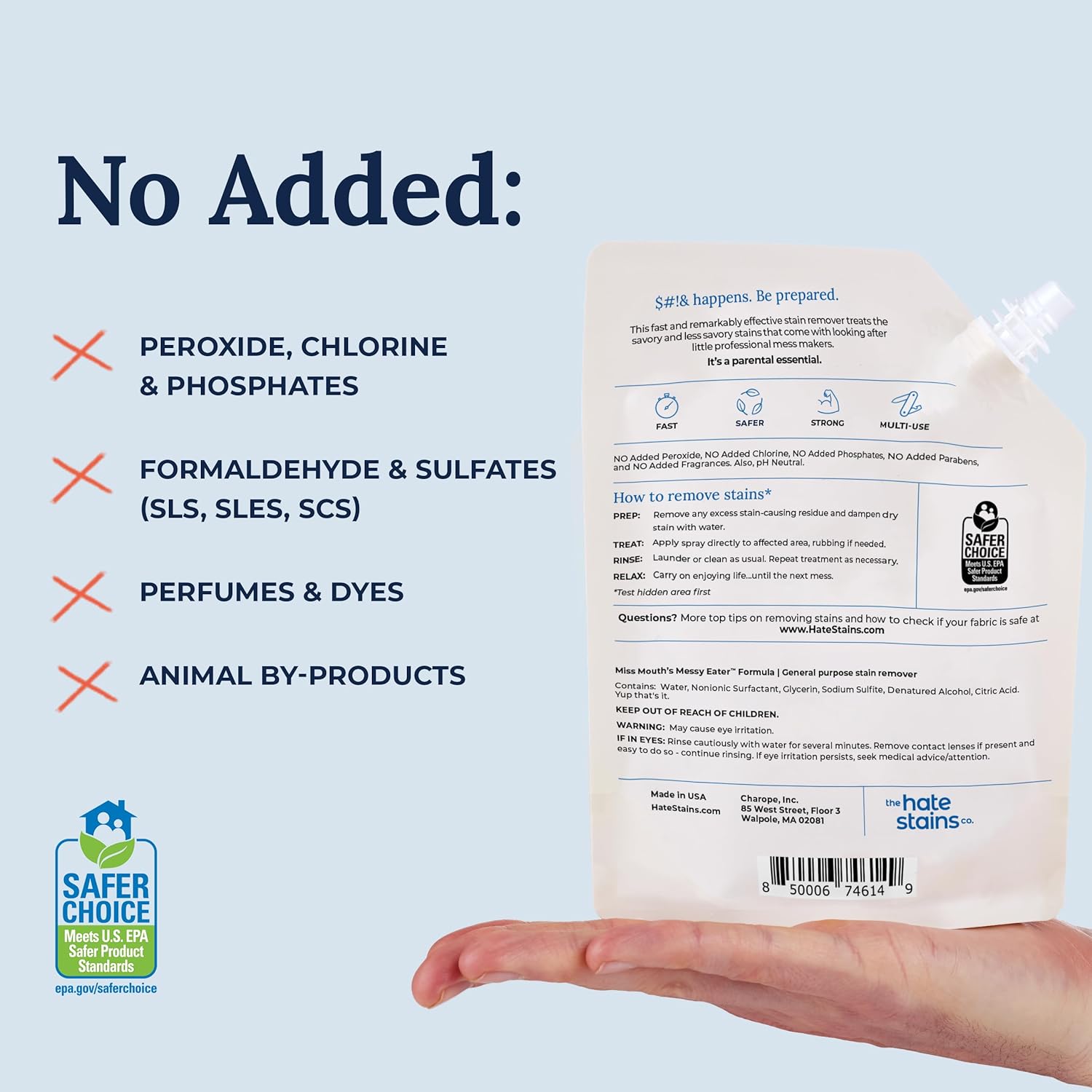 Miss Mouth's Messy Eater Stain Treater Spray - 4oz Stain Remover - Newborn & Baby Essentials - No Dry Cleaning Food, Grease, Coffee Off Laundry, Underwear, Fabric