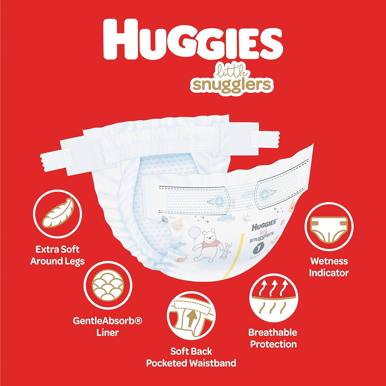 Huggies Size 1 Diapers, Little Snugglers Diapers, Size 1 (8-14 lbs), 198 Ct (6 packs of 33)