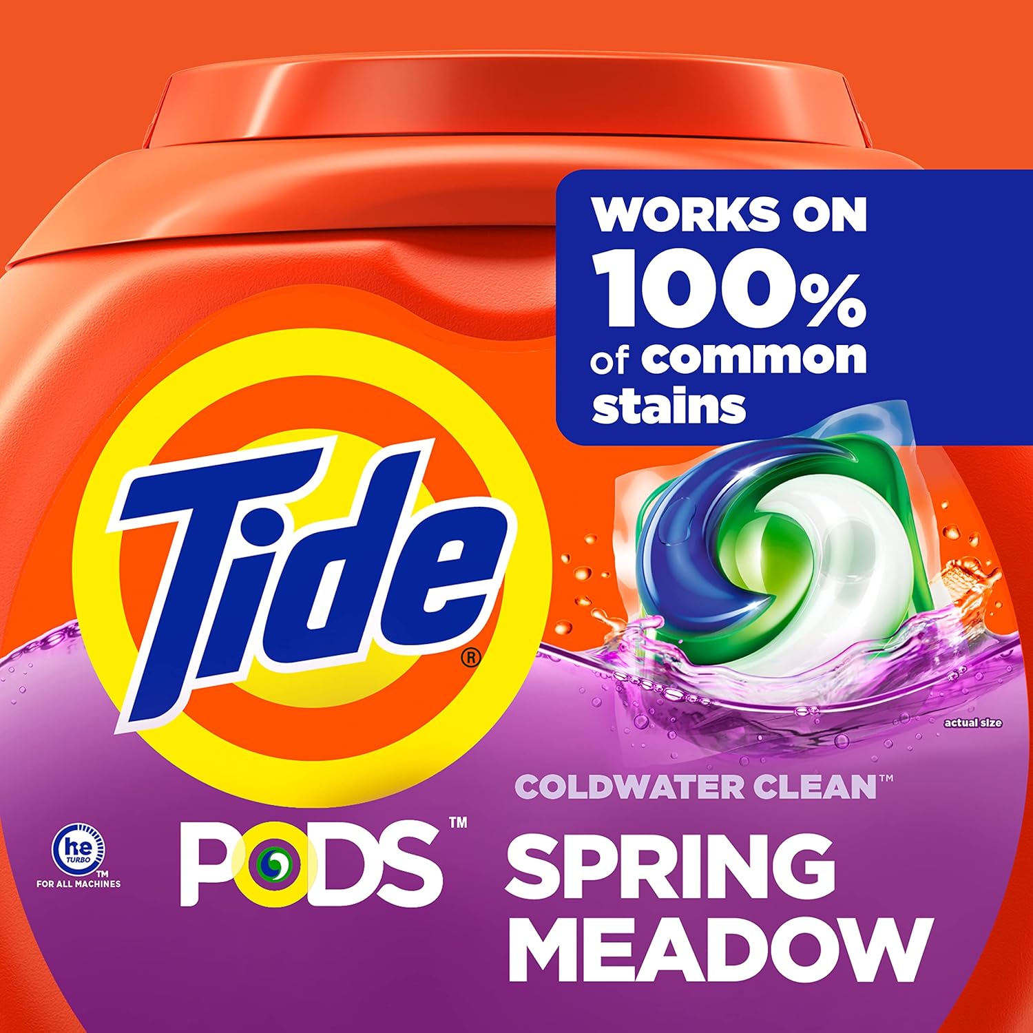 Tide PODS Liquid Laundry Detergent Soap Pacs, Powerful 3-in-1 Clean in One Step, He Compatible, Spring Meadow Scent, 76 Count