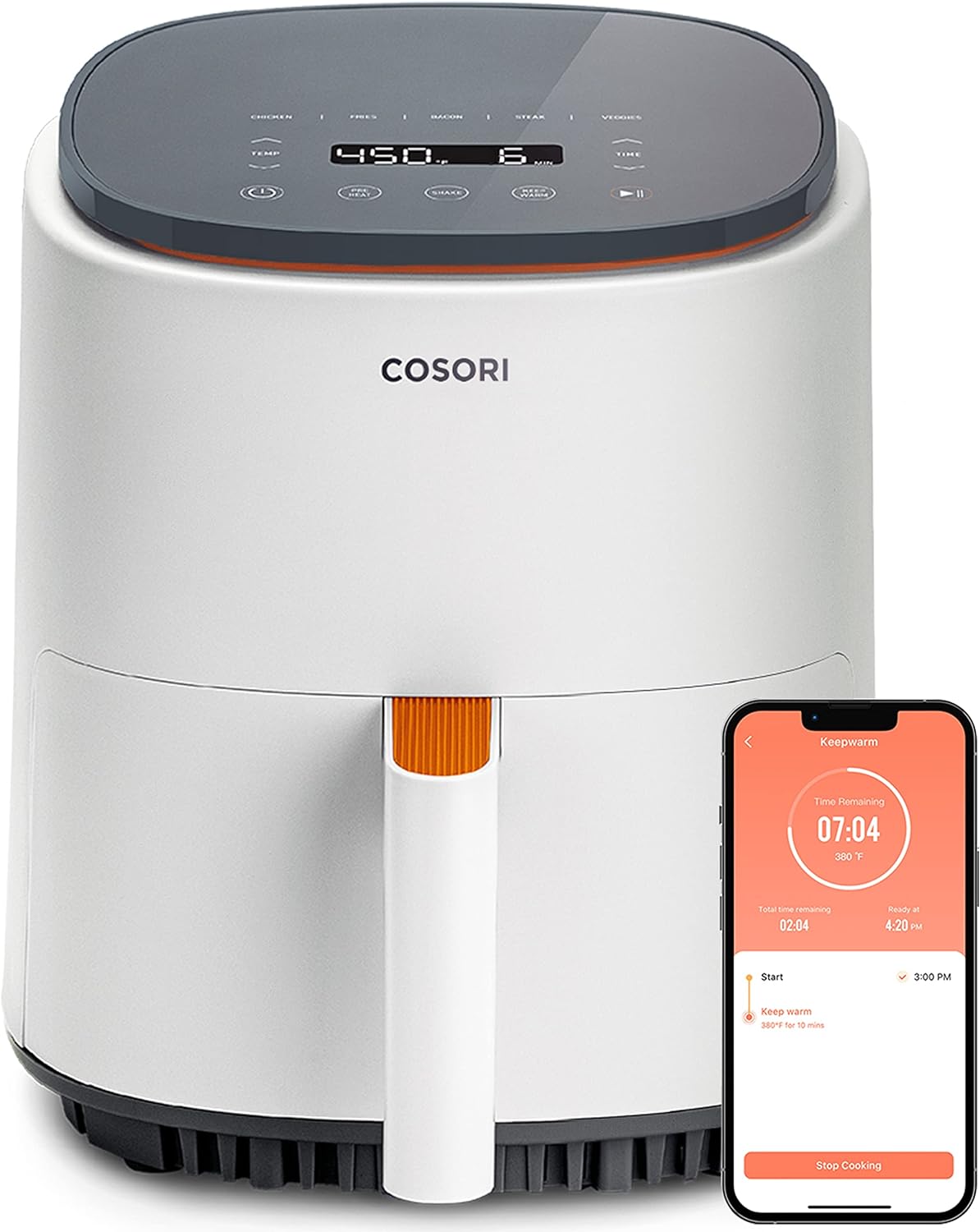 COSORI 2.1Qt Air Fryer, Small 4-in-1 Air Fryer Perfect for Simple Meals and Snack, Easy to Leftover Food to Crispy, 97% Less Oil, 30 In-App Recipes, Nonstick & Dishwasher Safe Basket