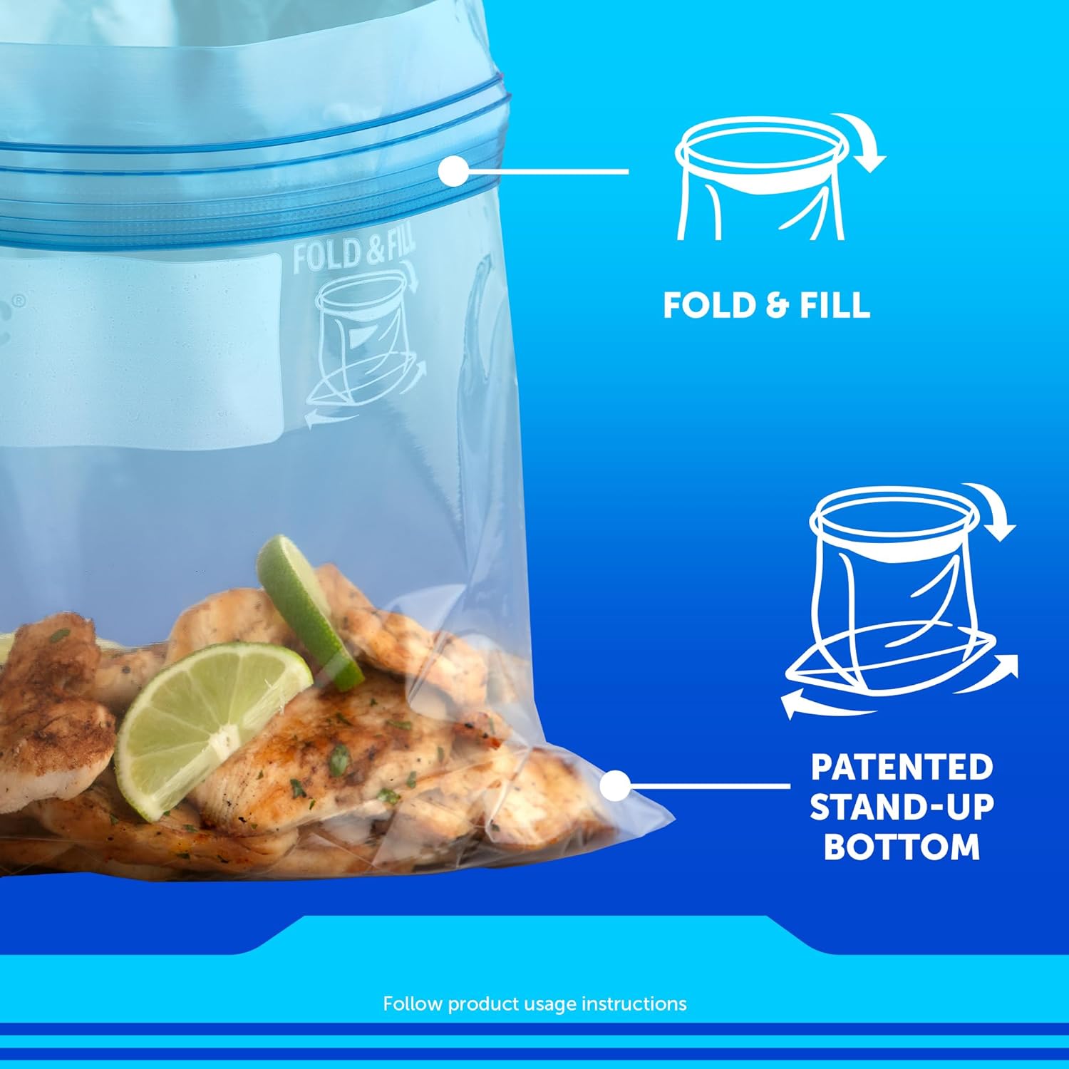 Ziploc Gallon Food Storage Freezer Bags, Stay Open Design with Stand-Up Bottom, Easy to Fill, 28 Count