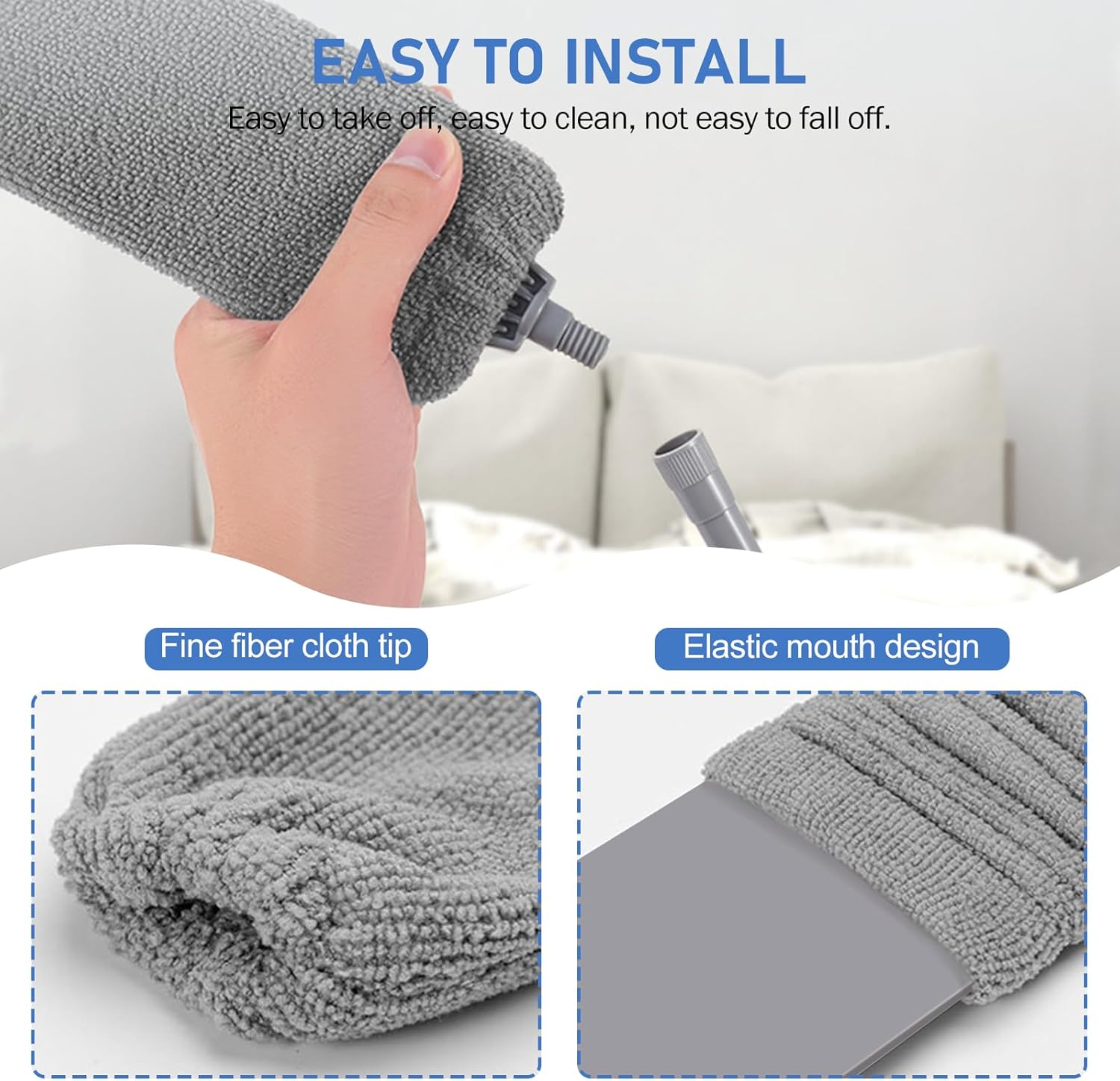 SetSail Extra-Long Dusters with Extension Pole 100-inch for Cleaning, Bendable Microfiber Head Washable Ceiling Fan Duster for High Ceilings, Furniture