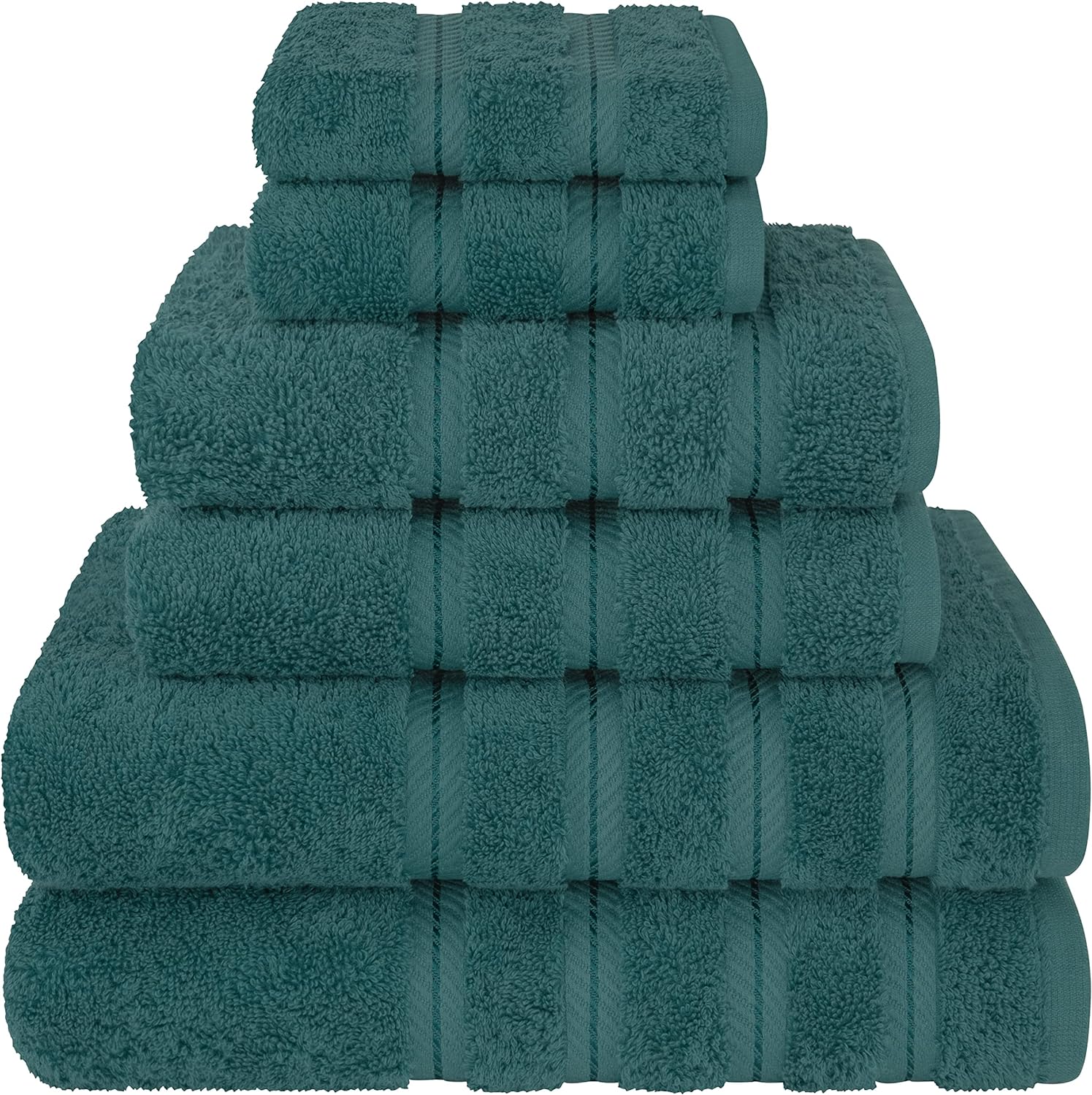 American Soft Linen Luxury 6 Piece Towel Set, 2 Bath Towels 2 Hand Towels 2 Washcloths, 100% Cotton Turkish Towels for Bathroom, Light Grey Towel Sets