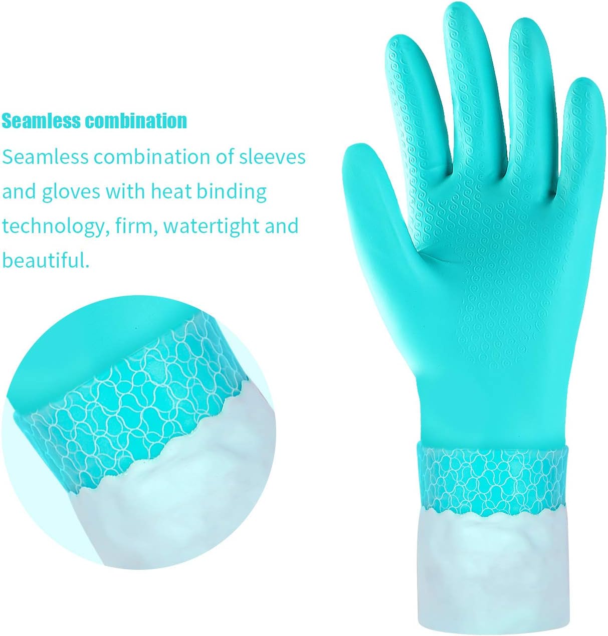 Elgood Reusable Dishwashing Cleaning Gloves with Latex free, Cotton lining,Kitchen Gloves 2 Pairs,Purple+blue Medium