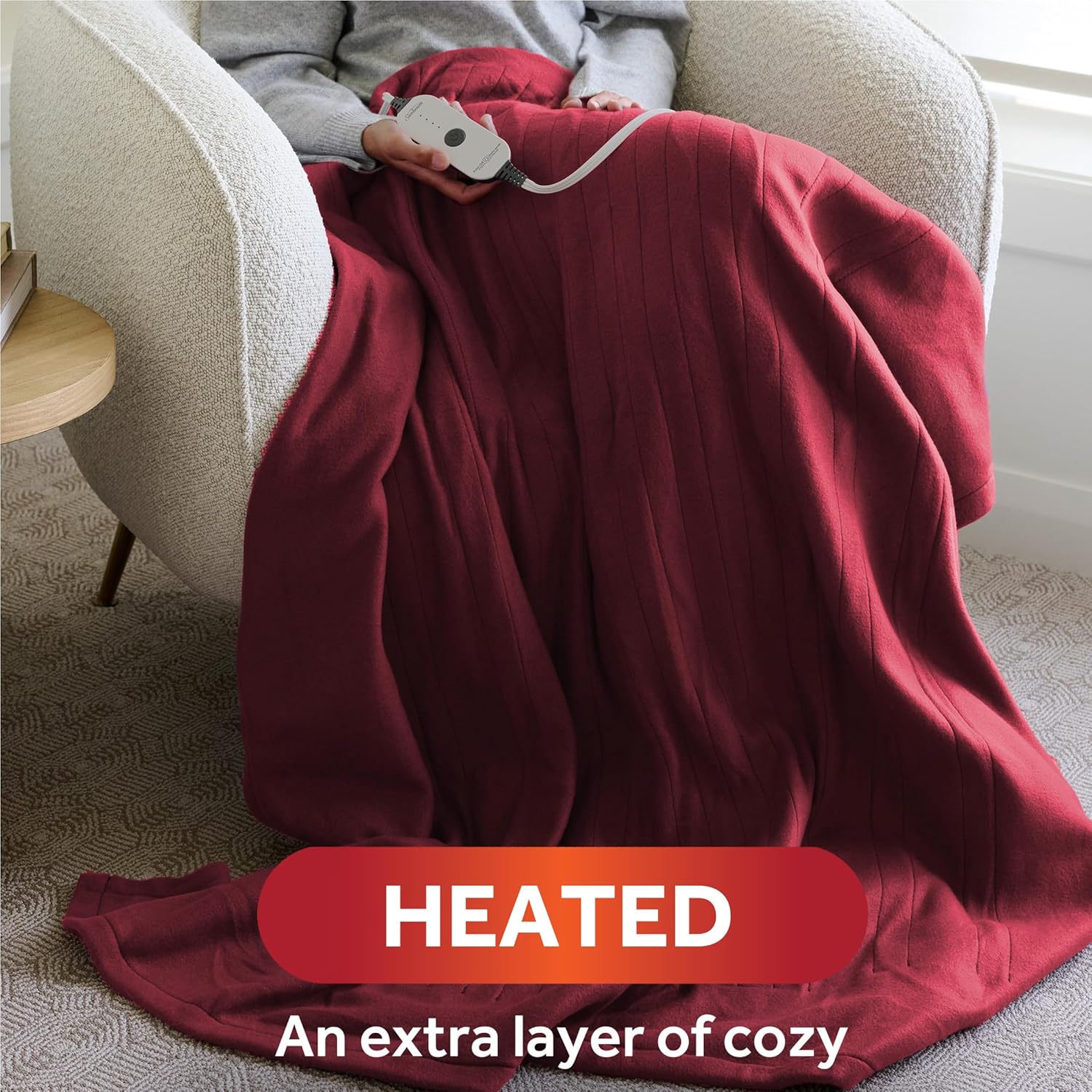 Sunbeam Royal Ultra Rodeen Blue Plaid Heated Personal Throw / Blanket, Cozy-Warm, Adjustable Heat Settings