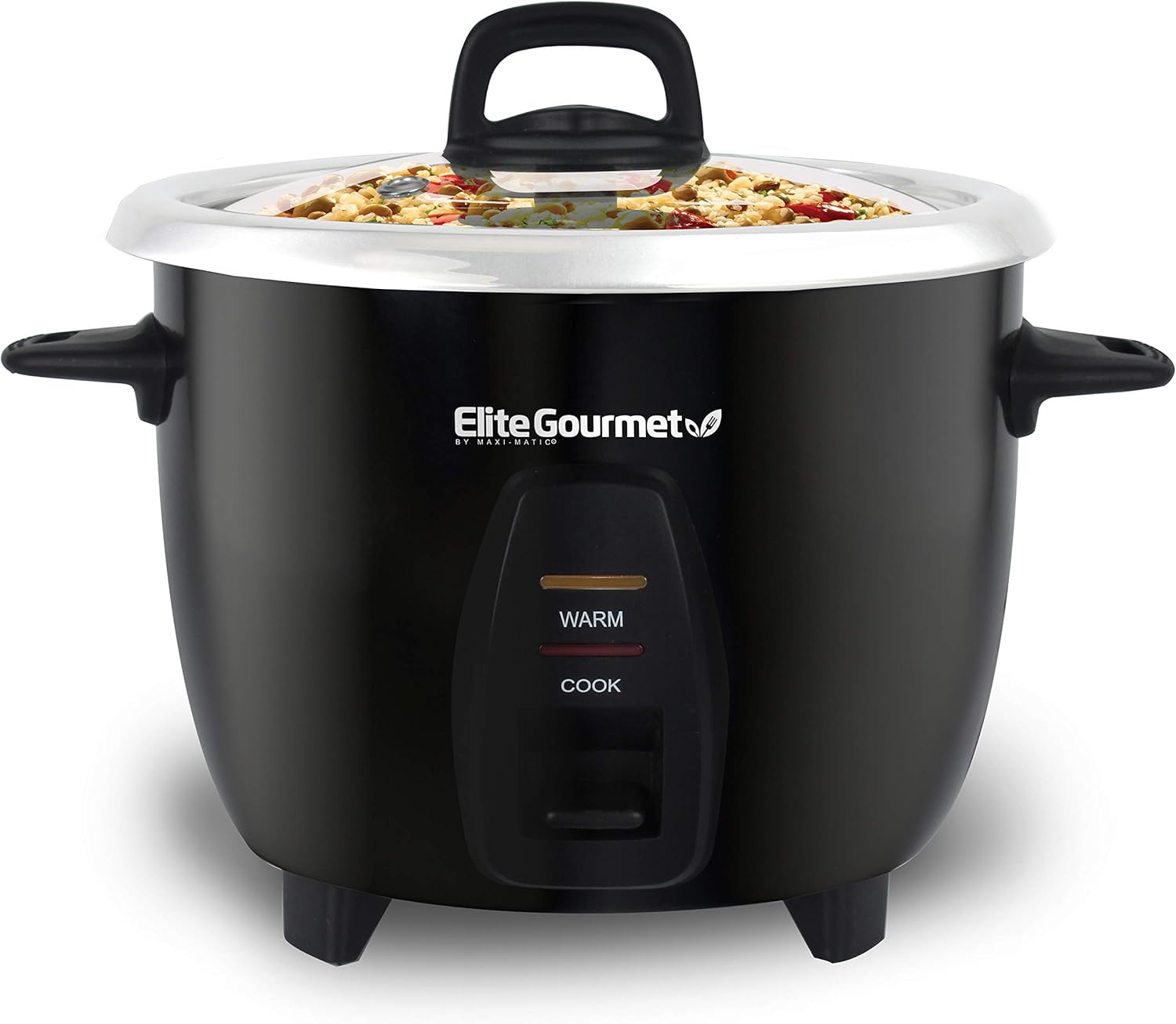 Elite Gourmet ERC-003 Electric Rice Cooker with Automatic Keep Warm Makes Soups, Stews, Grains, Hot Cereals, White, 6 Cups Cooked (3 Cups Uncooked)
