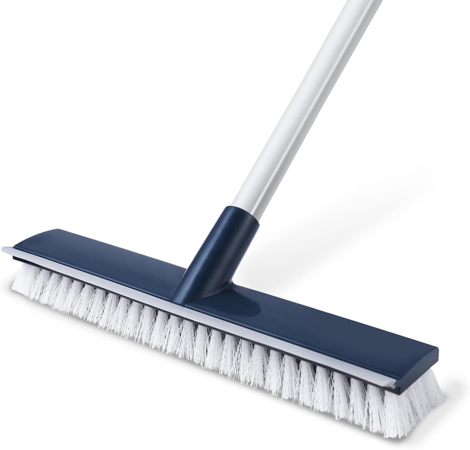 BOOMJOY Floor Scrub Brush with Long Handle, 2 in 1 Scrape and Brush, Stiff Bristles Floor Scrubber, Deck Brush for Cleaning Bathroom, Patio, Garage, Kitchen, Bath, Tile