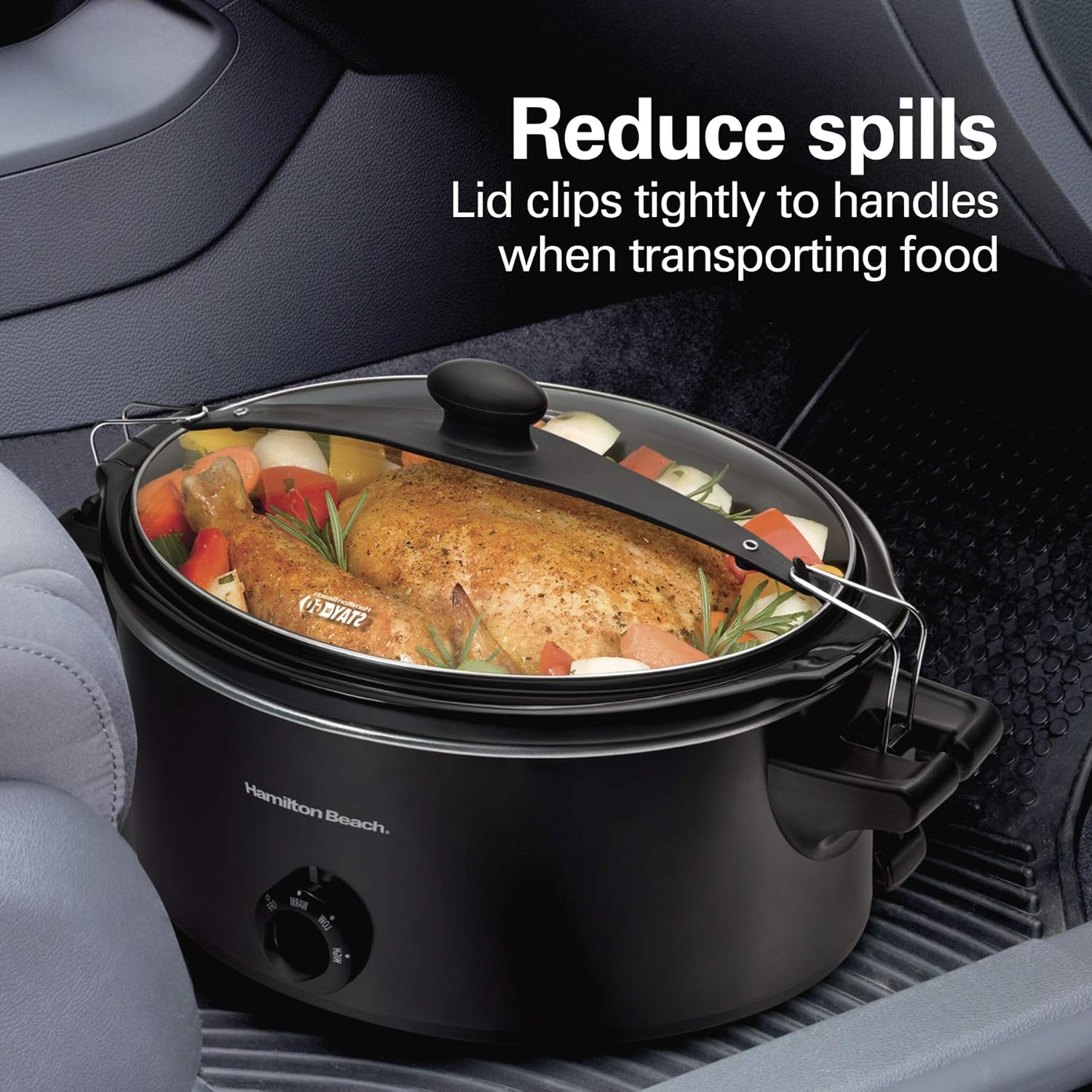 Hamilton Beach Slow Cooker, Extra Large 10 Quart, Stay or Go Portable With Lid Lock, Dishwasher Safe Crock, Black (33195)