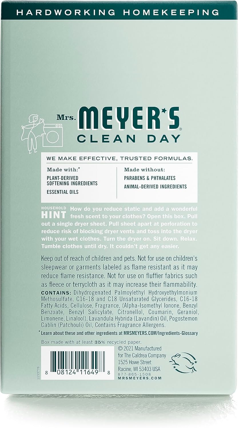 MRS. MEYER'S CLEAN DAY Dryer Sheets, Lavender, 80 ct