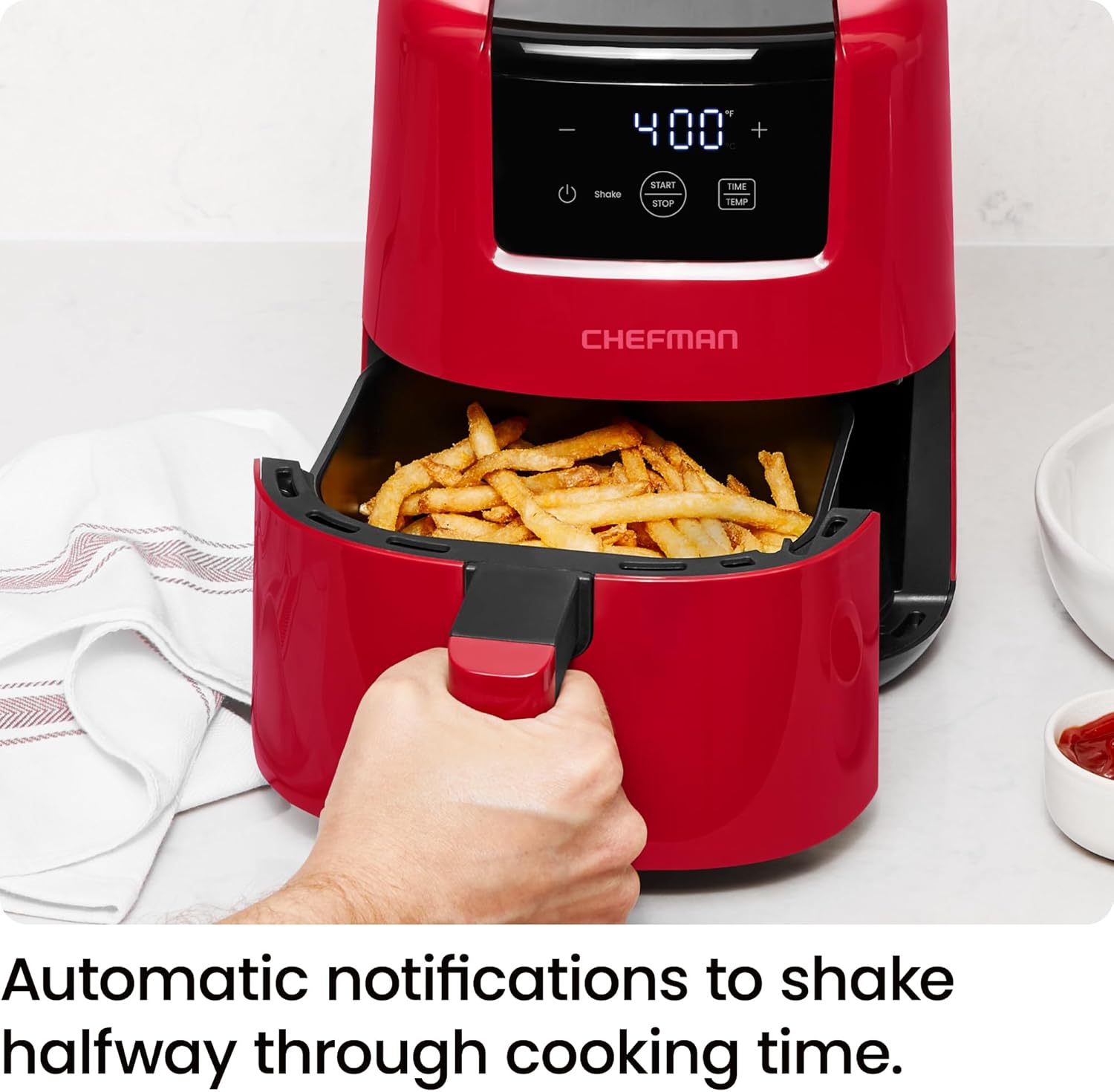 CHEFMAN 2 Qt Mini Air Fryer – Digital Space-Saving Compact Air Fryer with Nonstick and Dishwasher Safe Basket, Quick & Easy Meals in Minutes, Features Digital Timer and Shake Reminder – Grey