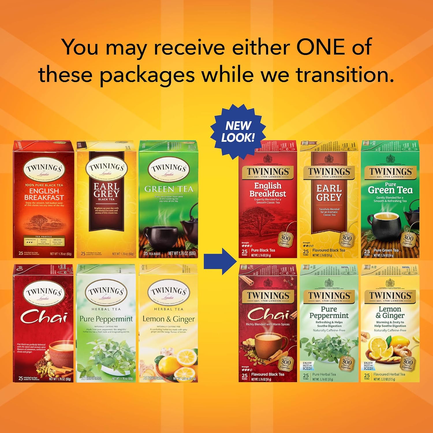 Twinings English Breakfast Black Tea Individually Wrapped Bags, 100 Count (Pack of 1), Smooth, Flavourful, and Robust, Caffeinated, Enjoy Hot or Iced | Packaging May Vary