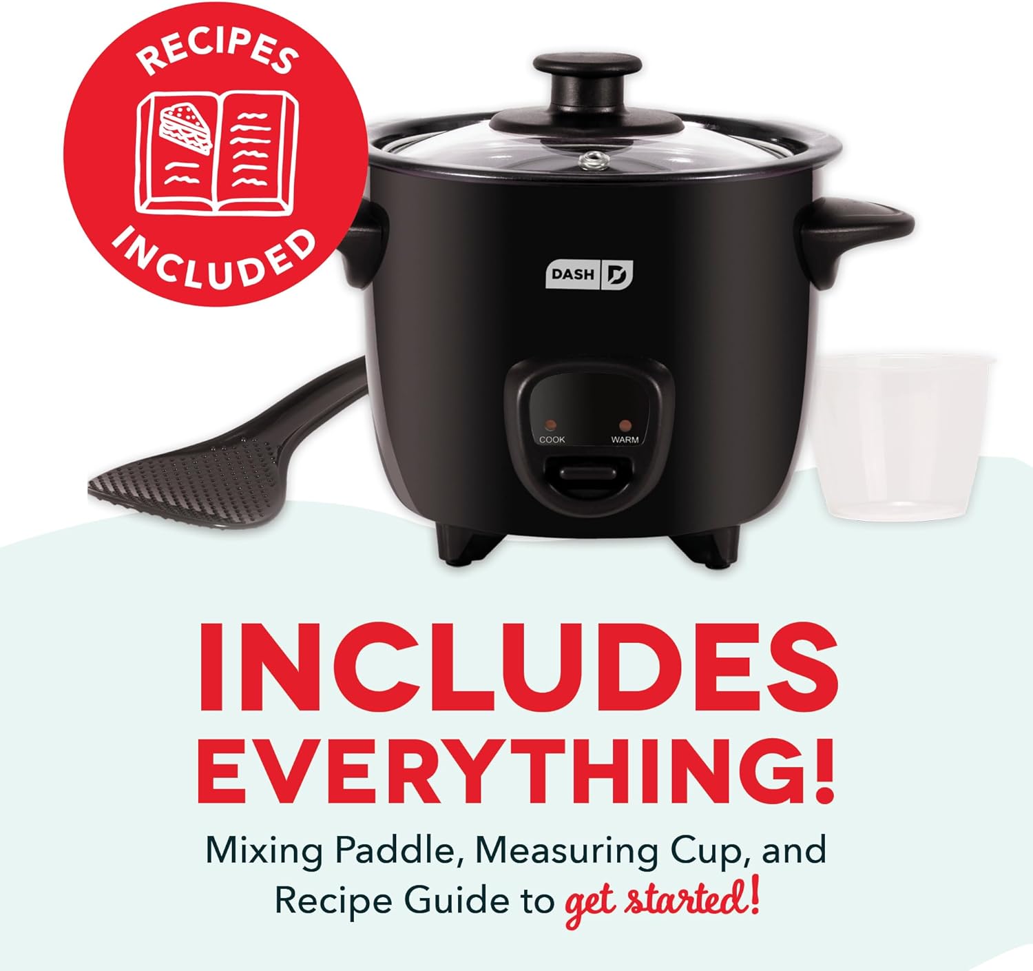 DASH Mini Rice Cooker Steamer with Removable Nonstick Pot, Keep Warm Function & Recipe Guide, .5 Quart, for Soups, Stews, Grains & Oatmeal - Aqua