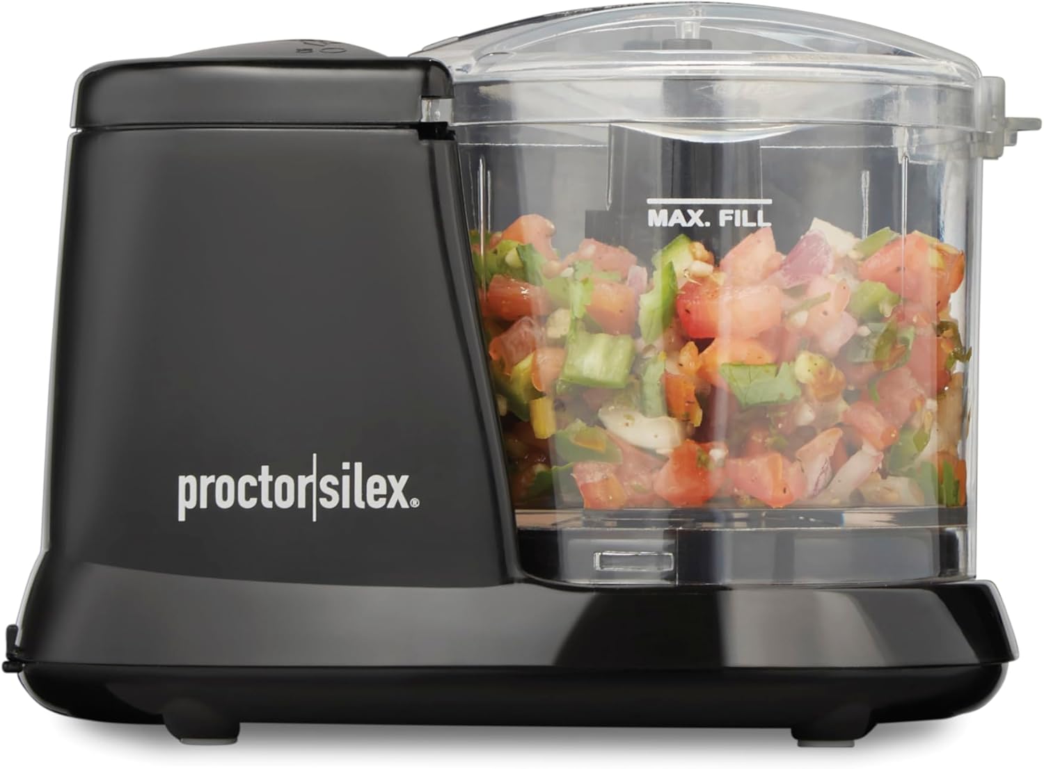 Proctor Silex Durable Electric Vegetable Chopper & Mini Food Processor for Chopping, Puree & Emulsify, 1.5 cups, Black